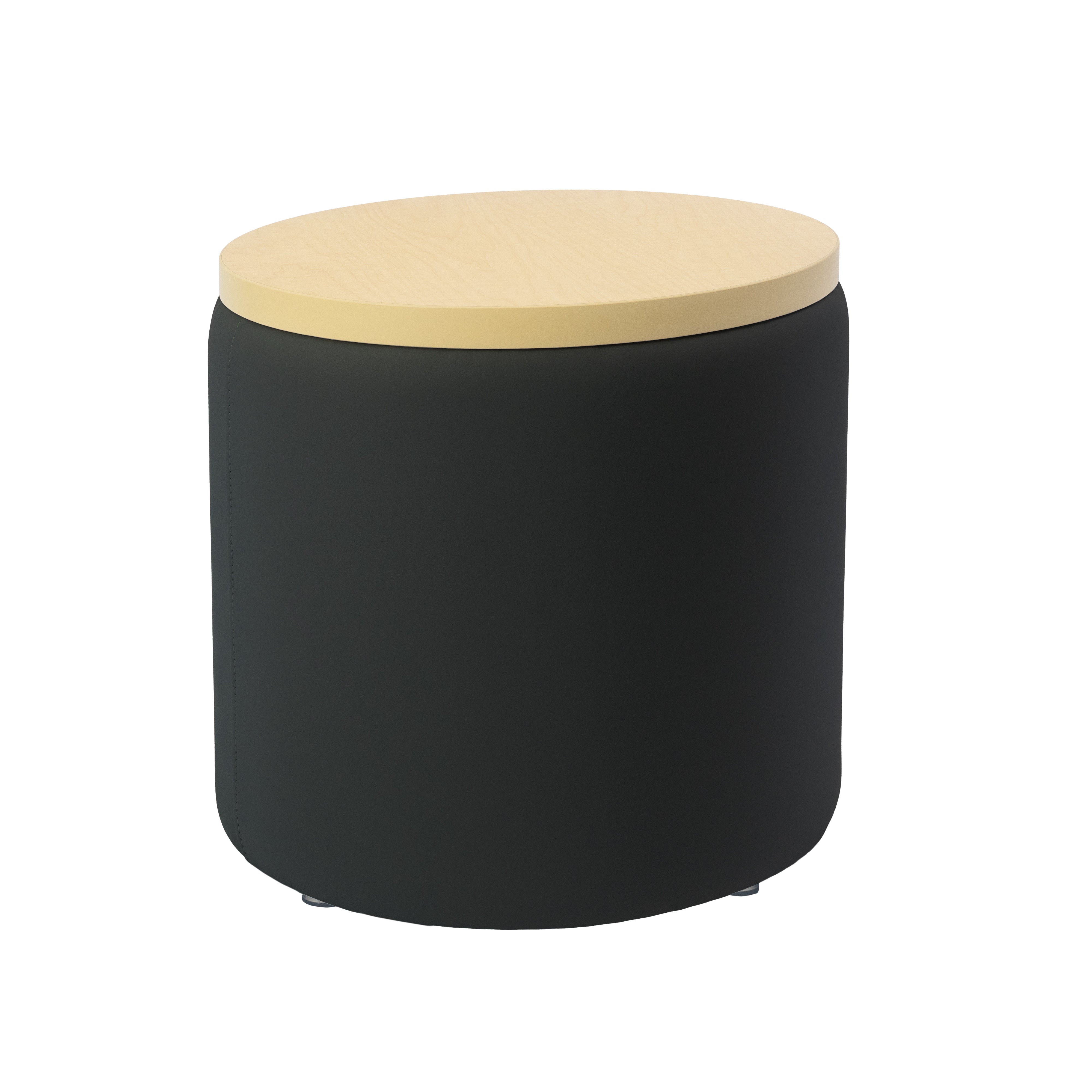 Pro Series Upholstered 18" Round Ottoman Table 18" Height - Black/Maple