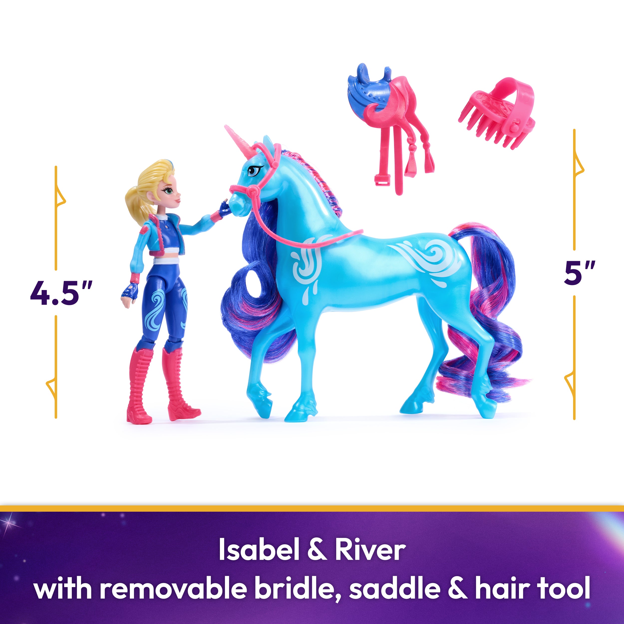 Unicorn Academy, Isabel & River with 2 Accessories & Hair Tool, Dolls & Unicorn Toys for Girls Ages 4 and up