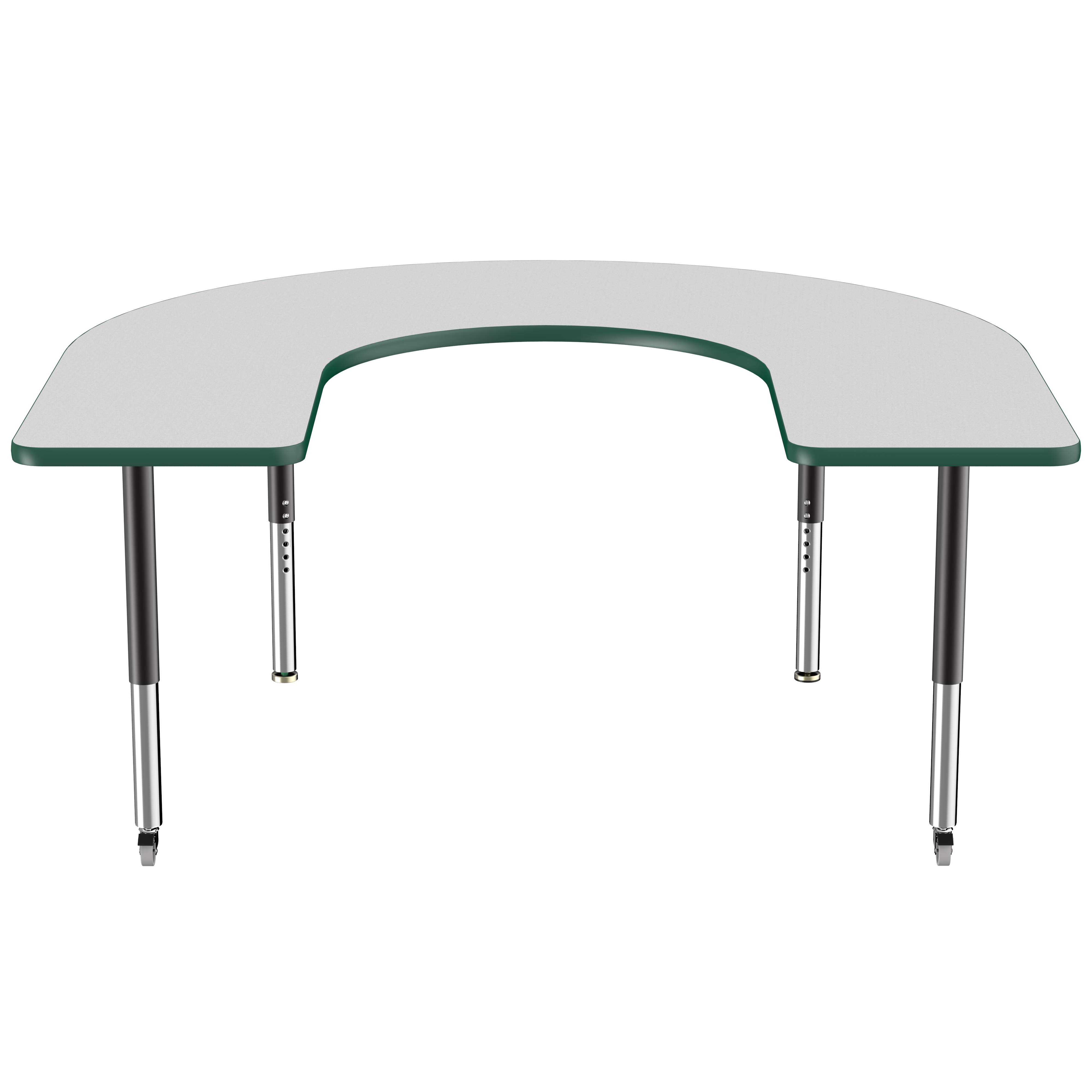 60" x 66" Horseshoe T-Molding Activity Table with Adjustable Super Legs - Gray/Green/Black