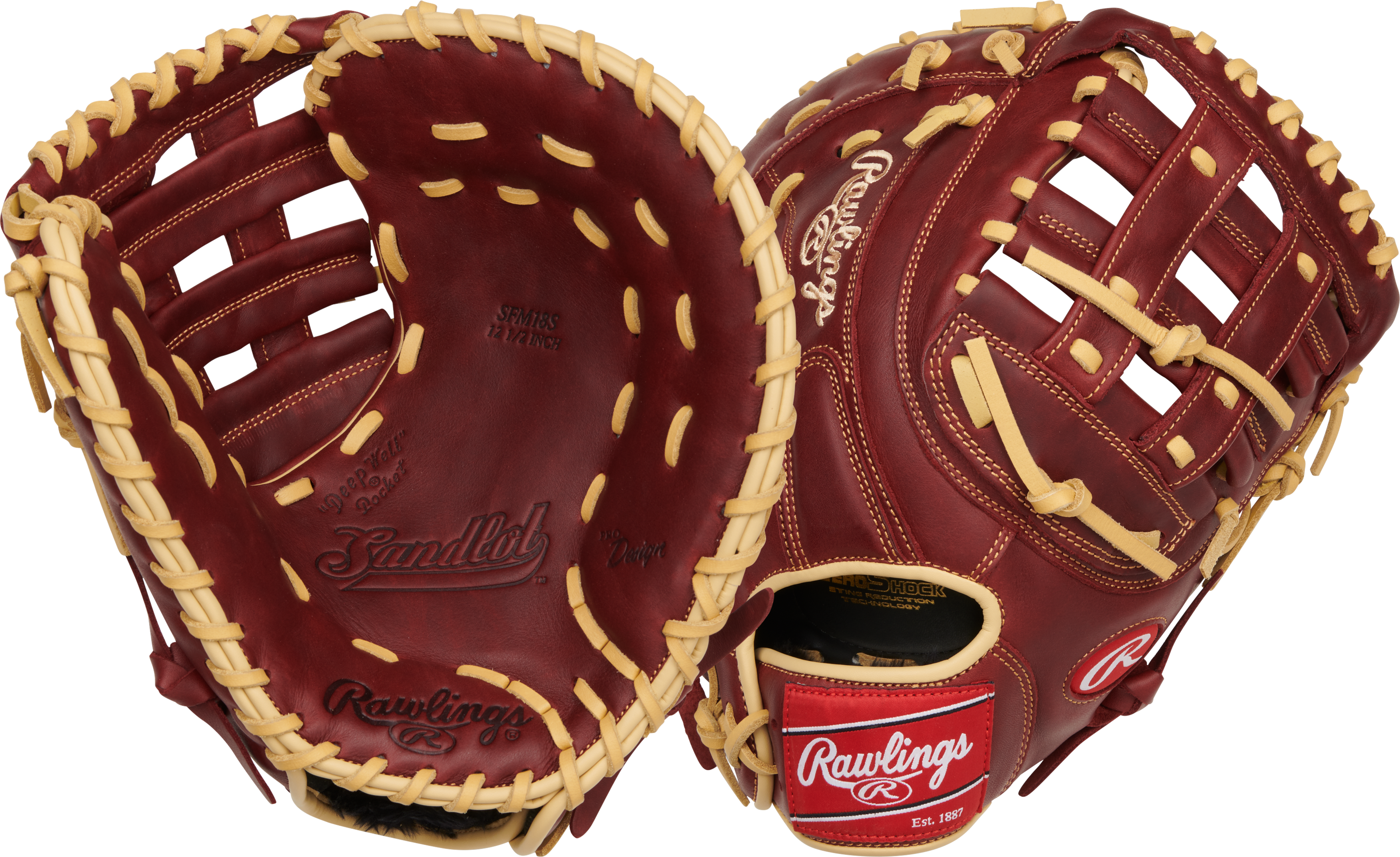 Rawlings Sandlot Series First Base Mitt 12.5-Inch Baseball Glove - Right Hand Thrower - Sherry