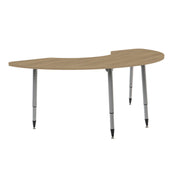 Adapte 36" x 72" Half Moon Woodgrain Activity Table with Adjustable Tapered Legs - Pasadena Oak/Silver