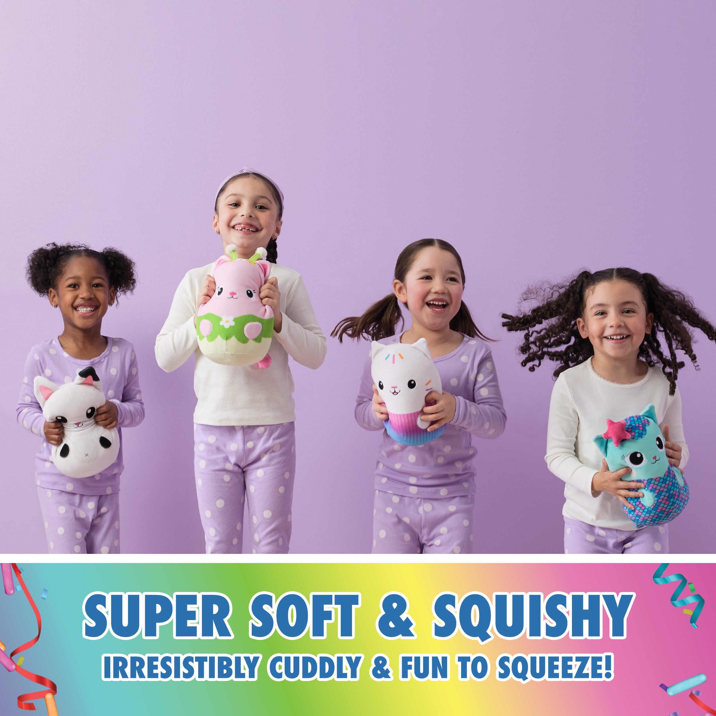 Gabby’s Dollhouse Official Pandy Paws Squishy Plush Toy, Cat Stuffed Animal, Squishy Toys for Ages 1 & Up, White, 12”