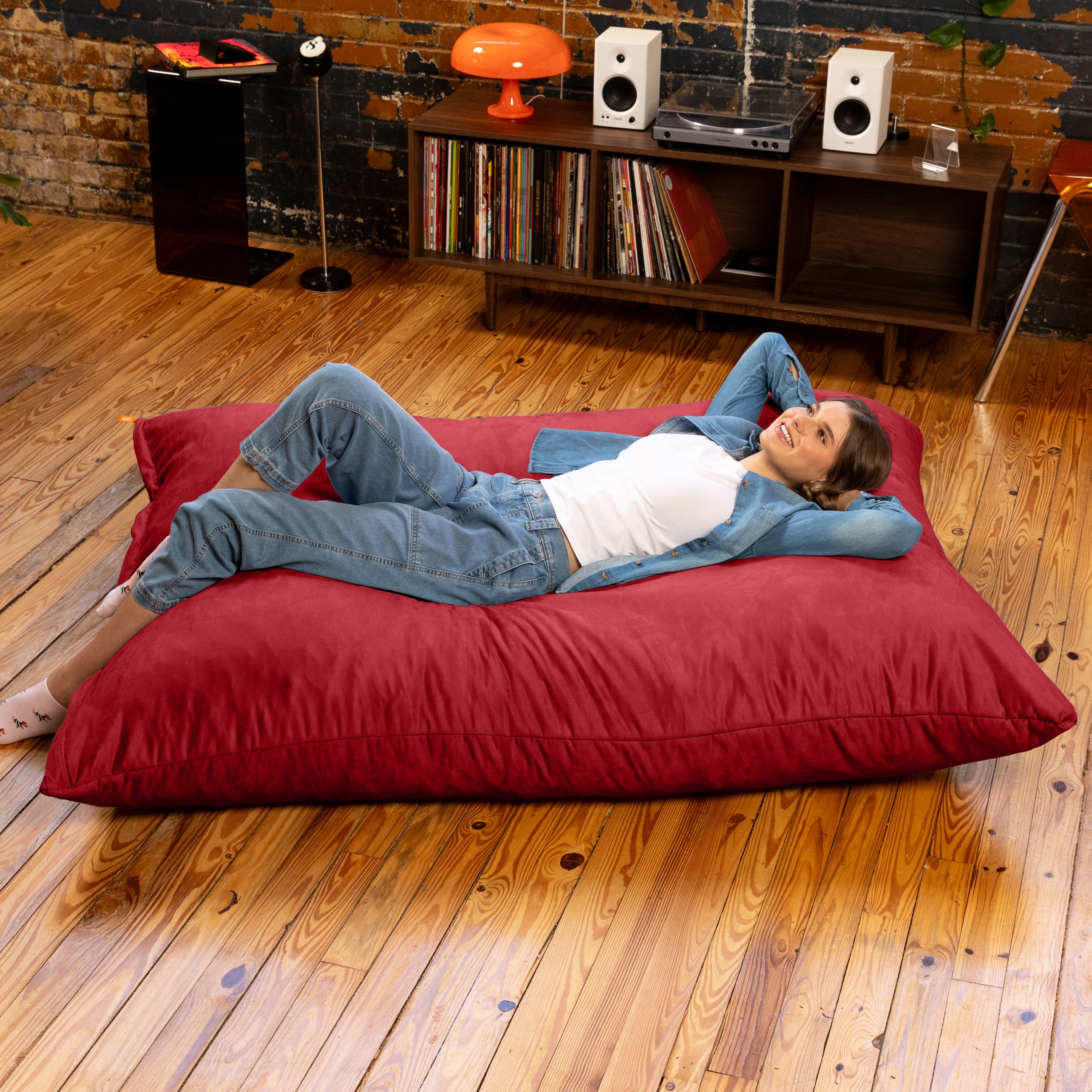 Jaxx Pillow Saxx 5.5-Foot - Huge Bean Bag Floor Pillow and Lounger, Cinnabar