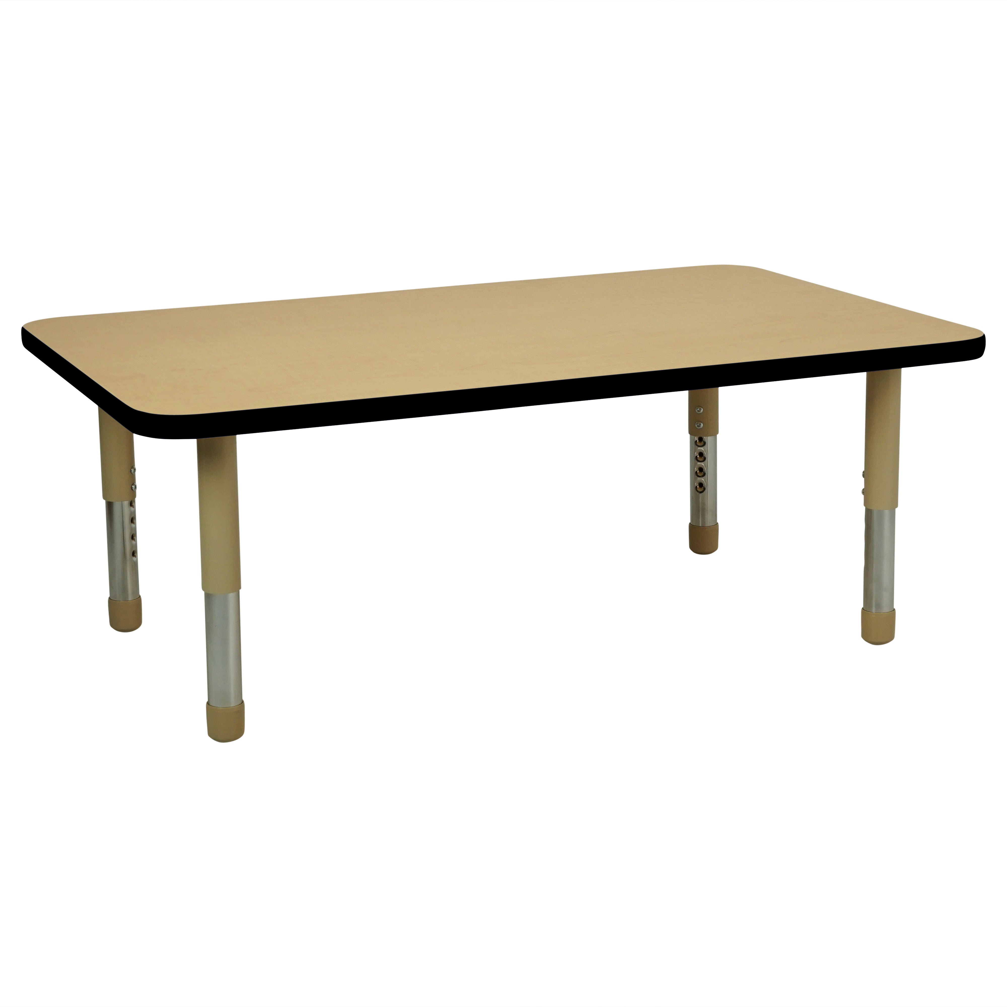 30" x 48" Rectangle T-Molding Activity Table with Adjustable Tiny Tot Legs - Maple/Black/Sand