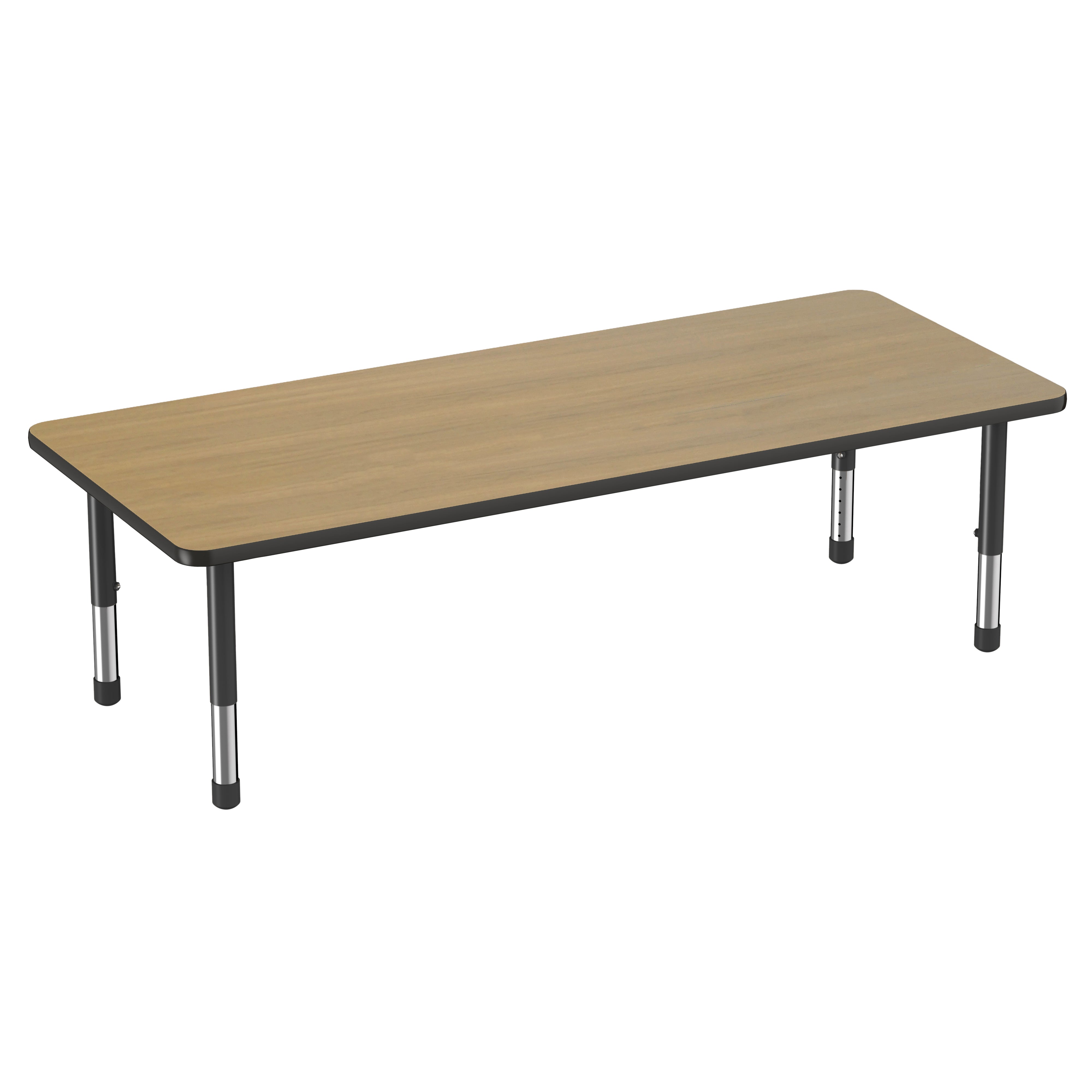 30" x 72" Rectangle Thermofused Activity Table with Adjustable Chunky Legs - Pasadena Oak/Black