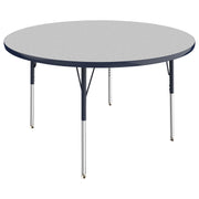 48" Round T-Molding Activity Table with Adjustable Standard Swivel Glide Legs - Gray/Navy