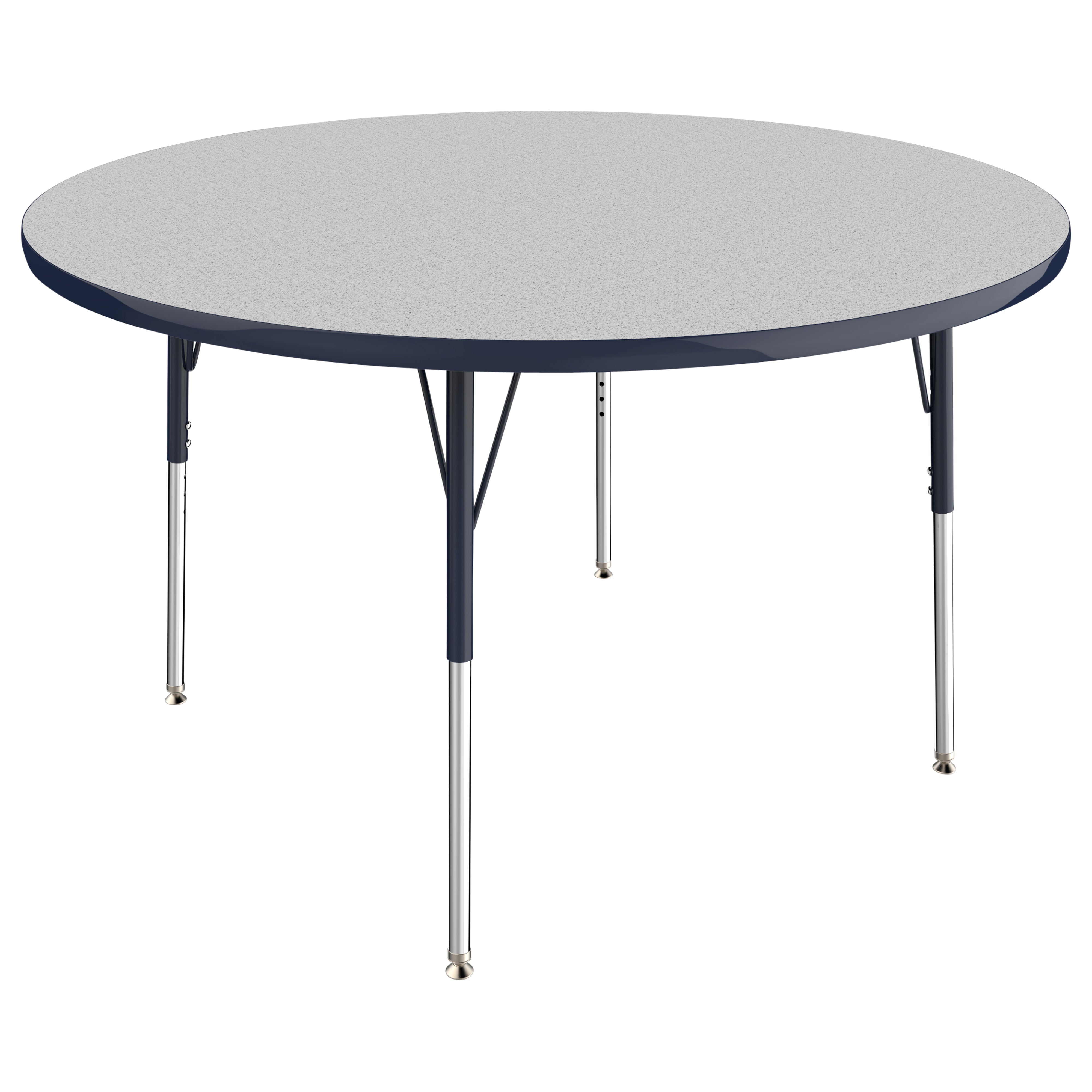 48" Round T-Molding Activity Table with Adjustable Standard Swivel Glide Legs - Gray/Navy