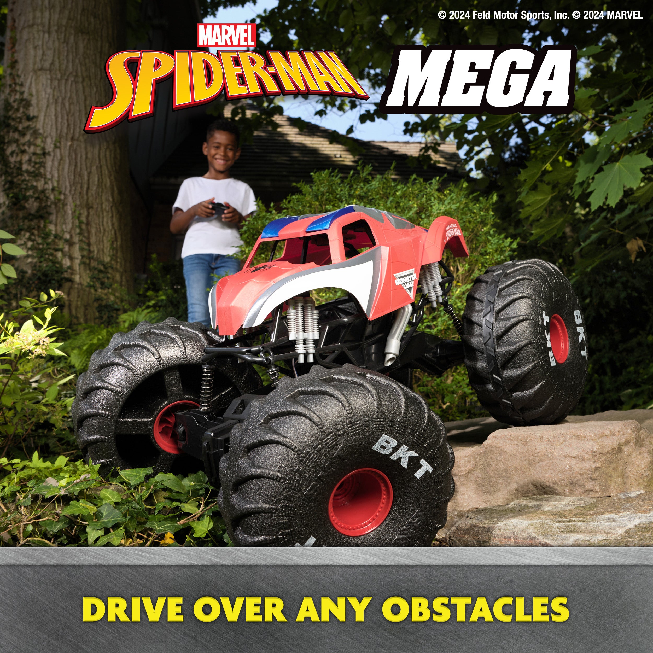 Monster Jam Marvel Mega Spider-Man RC Monster Truck, All-Terrain, Over 2 Feet Long, 1:6 Scale, Super Hero Kids Toys for Boys and Girls Ages 4 and Up