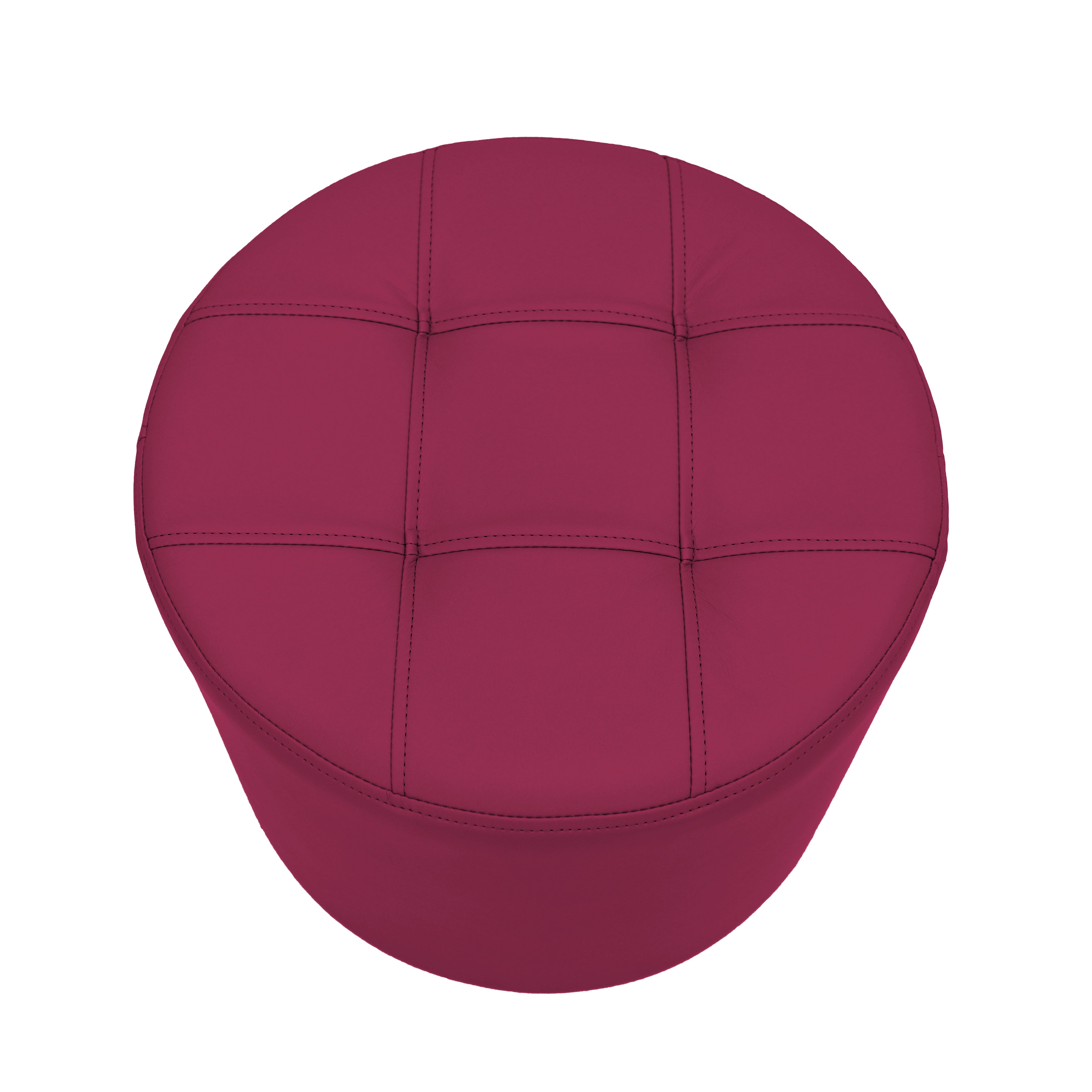 Tufted Round Ottoman 16" Height - Raspberry