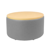 Pro Series Upholstered 30" Round Ottoman Table 18" Height - Slate Gray Crosshatch/Maple