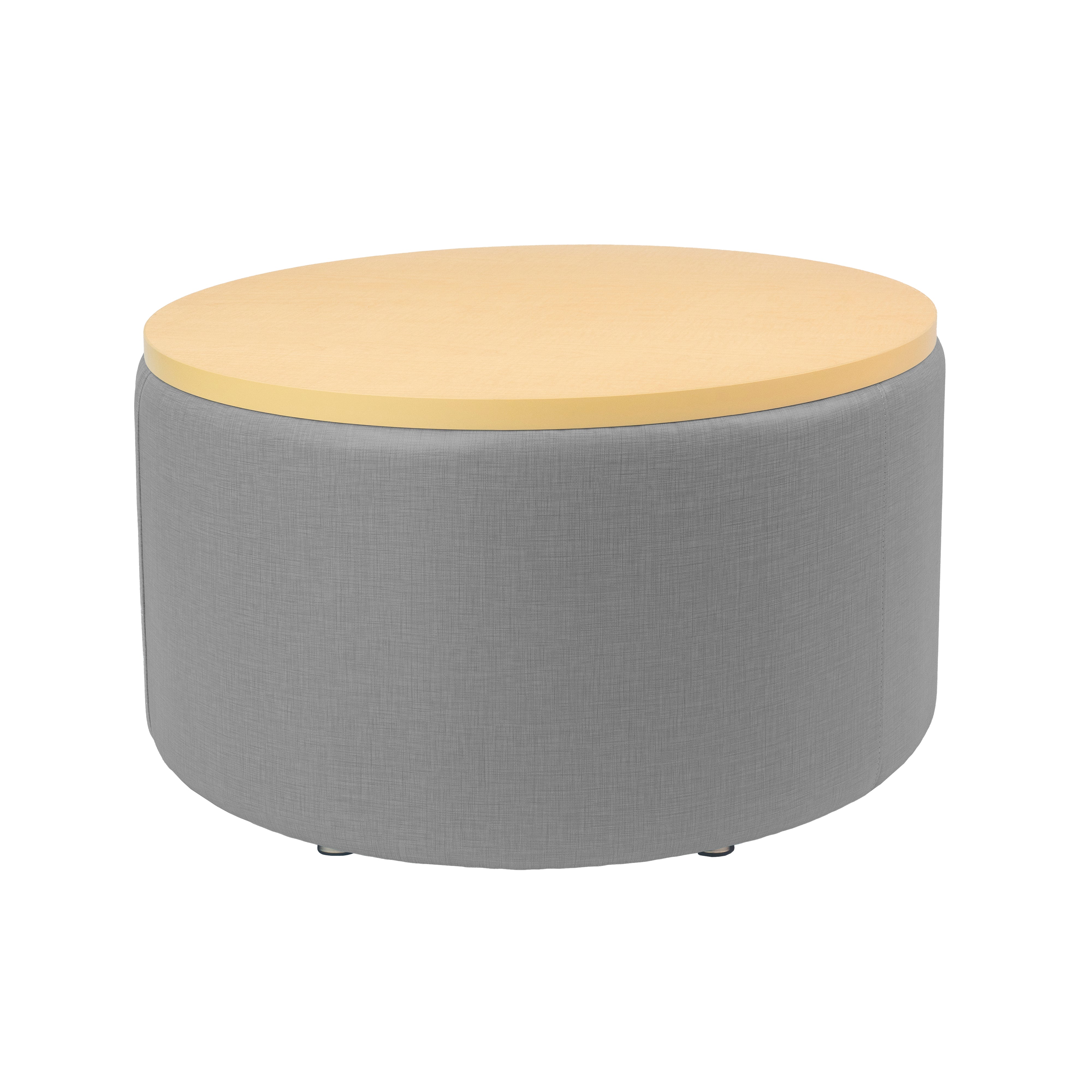 Pro Series Upholstered 30" Round Ottoman Table 18" Height - Slate Gray Crosshatch/Maple