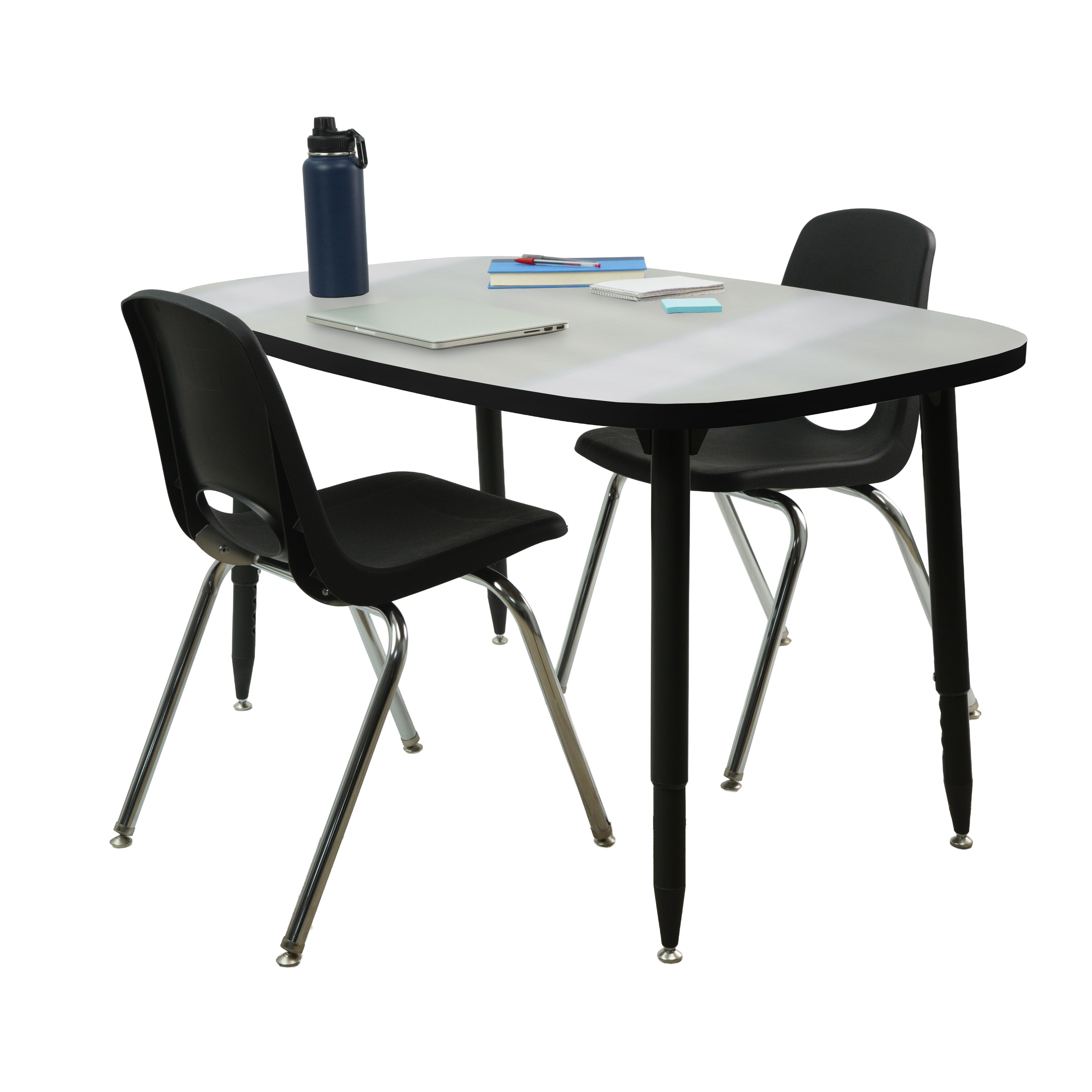 Adapte 31" x 50" Rounded Rectangle Dry-Erase Activity Table with Adjustable Tapered Legs - Whiteboard/Black