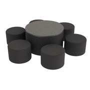 Pro Series 30" Round Ottoman Table with Round 12" H Seating, 7-Piece Set - Black/Cosmic Strandz