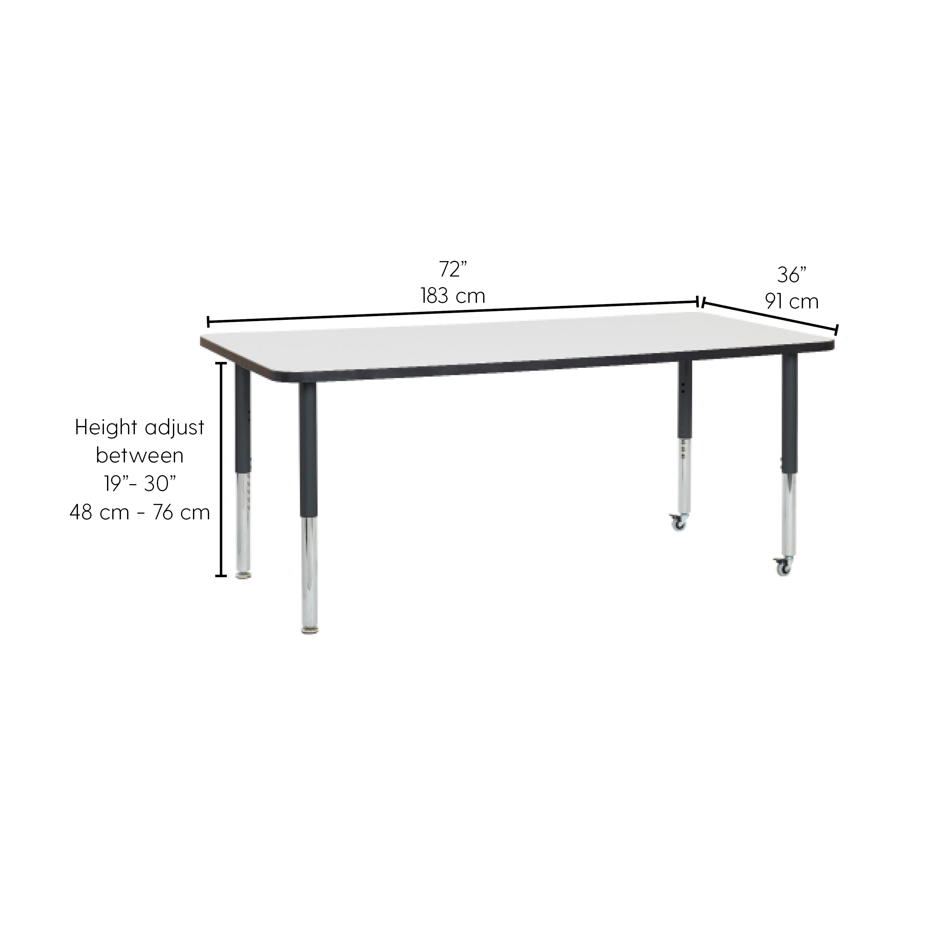 36" x 72" Rectangle Dry-Erase Activity Table with Adjustable Super Legs - Whiteboard/Black