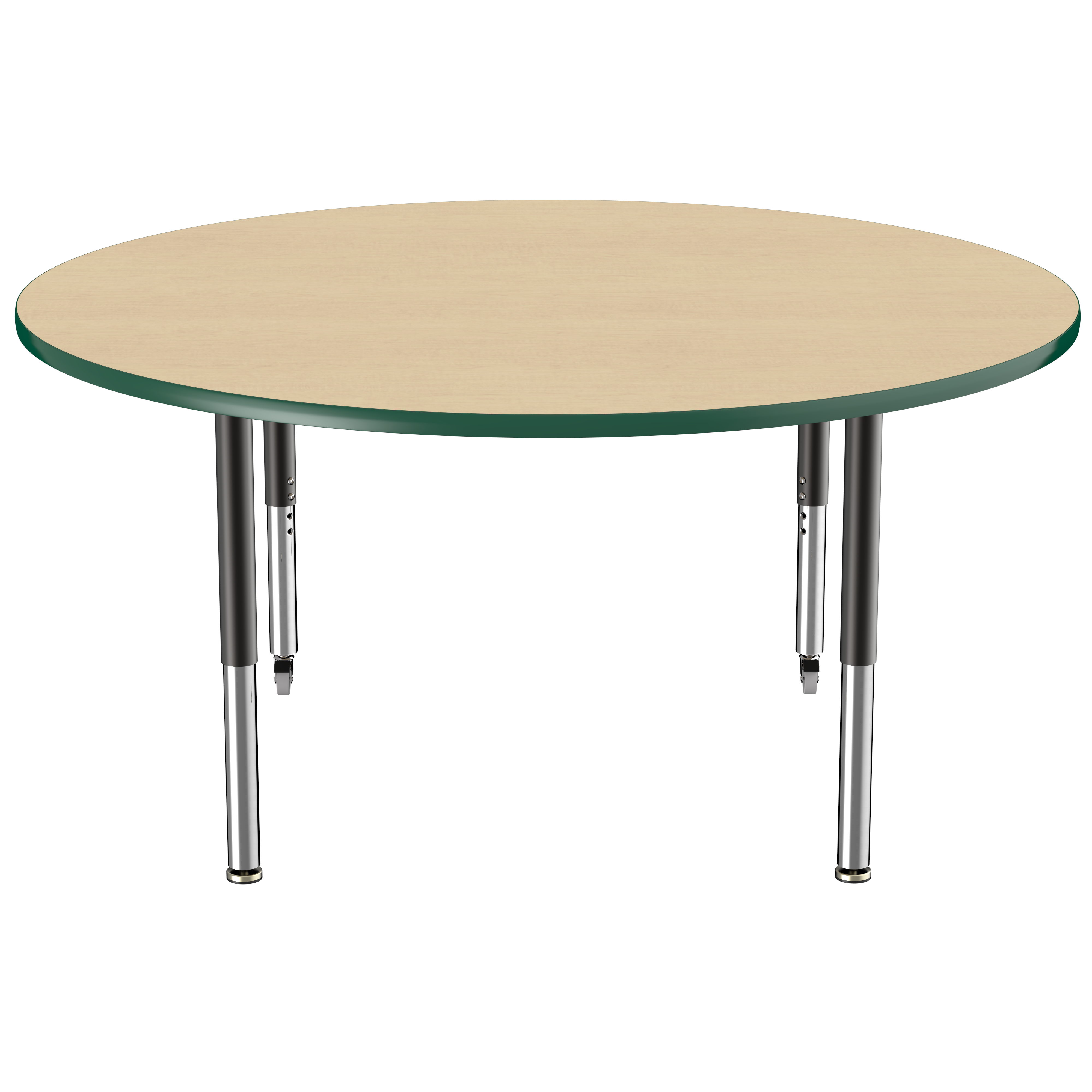 60" Round T-Molding Activity Table with Adjustable Super Legs - Maple/Green/Black