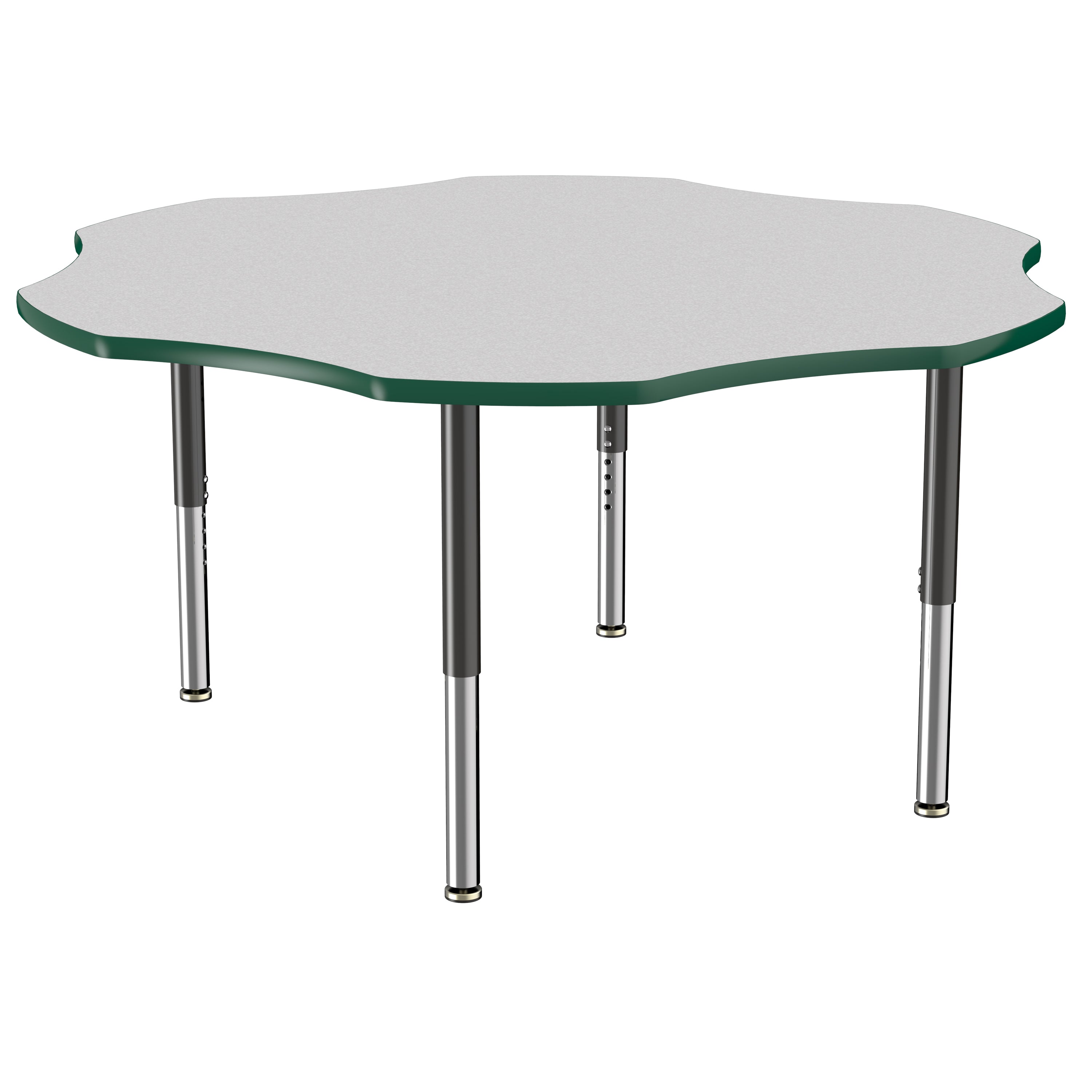60" x 60" Flower T-Molding Activity Table with Adjustable Super Legs - Gray/Green/Black