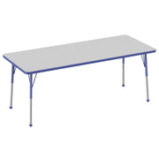 30" x 72" Rectangle Thermofused Activity Table with Adjustable Standard Ball Glide Legs - Gray/Blue