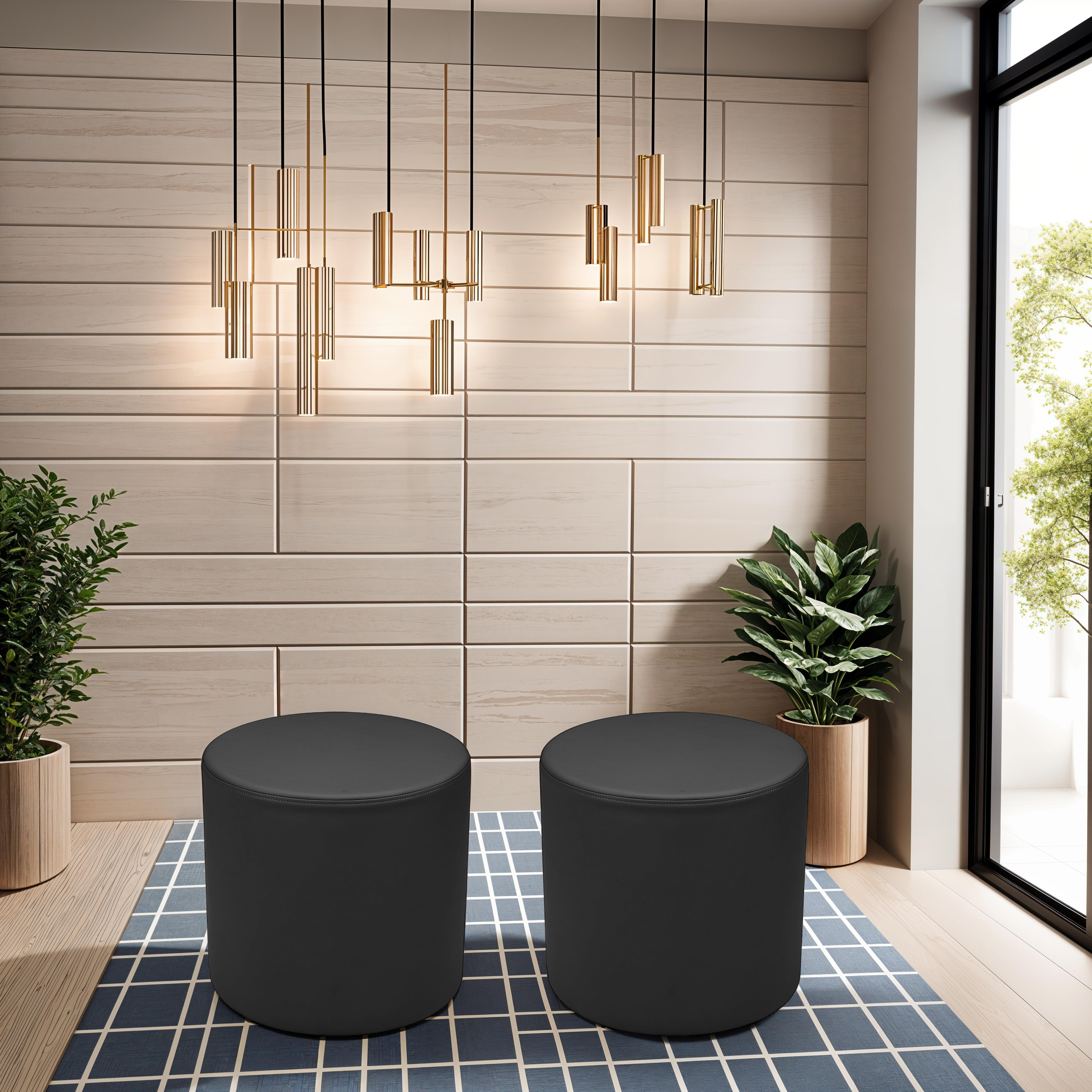 Pro Series Upholstered Round Ottoman 18" Height - Black