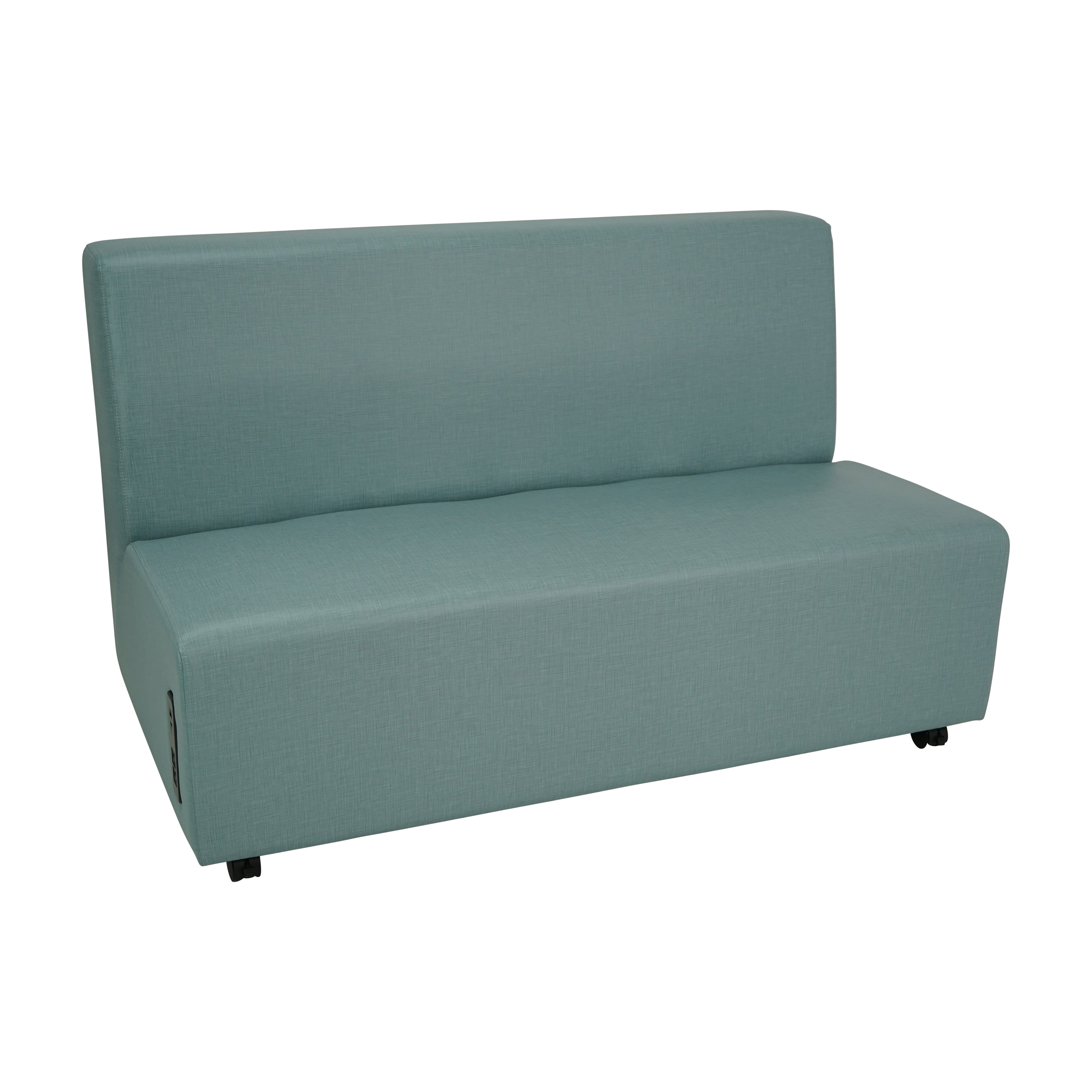 Pro Series Upholstered Armless Mobile Sofa with Tech Panel - Sky Blue Crosshatch
