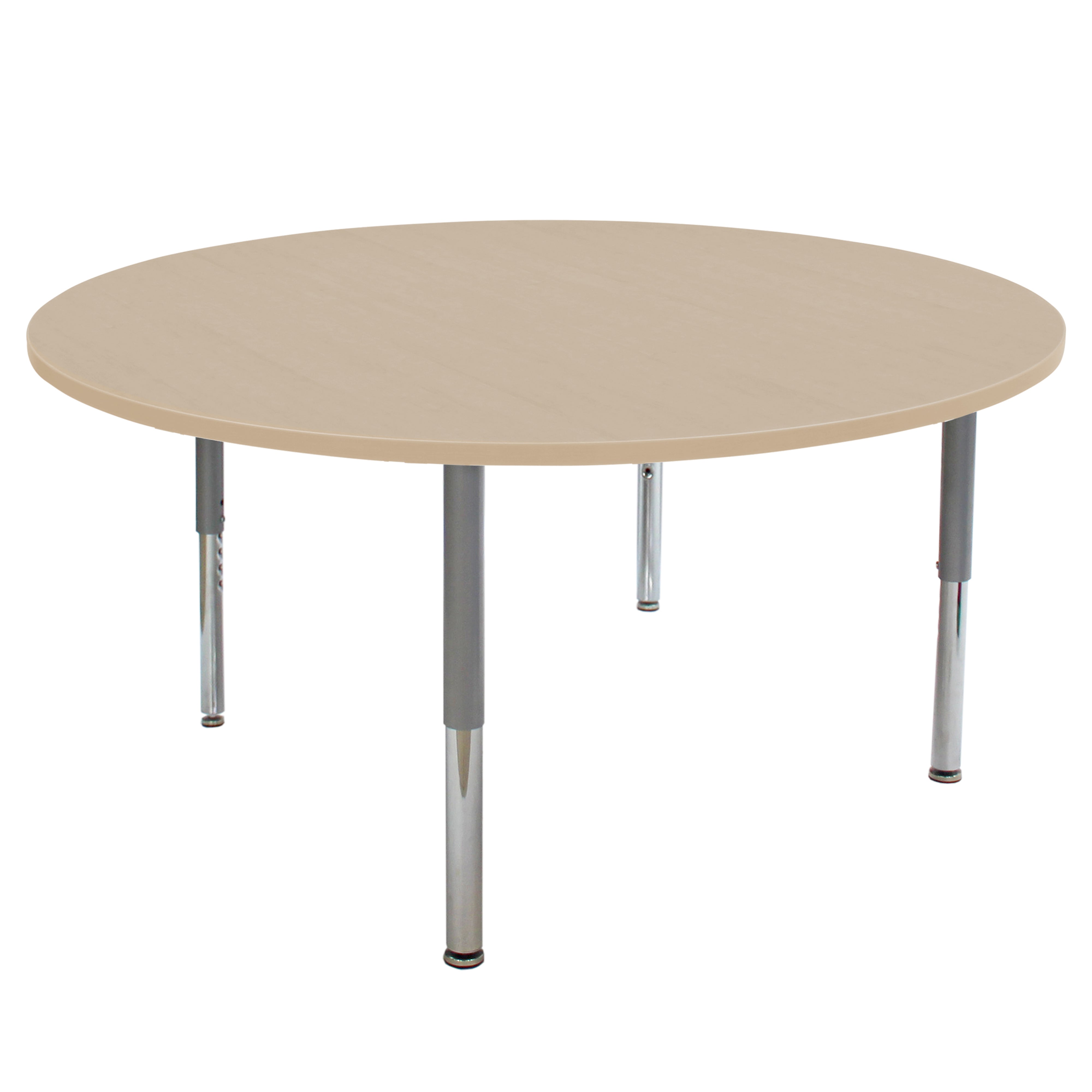 60" Round La Madera Activity Table with Adjustable Super Legs - Maple Grain/Silver