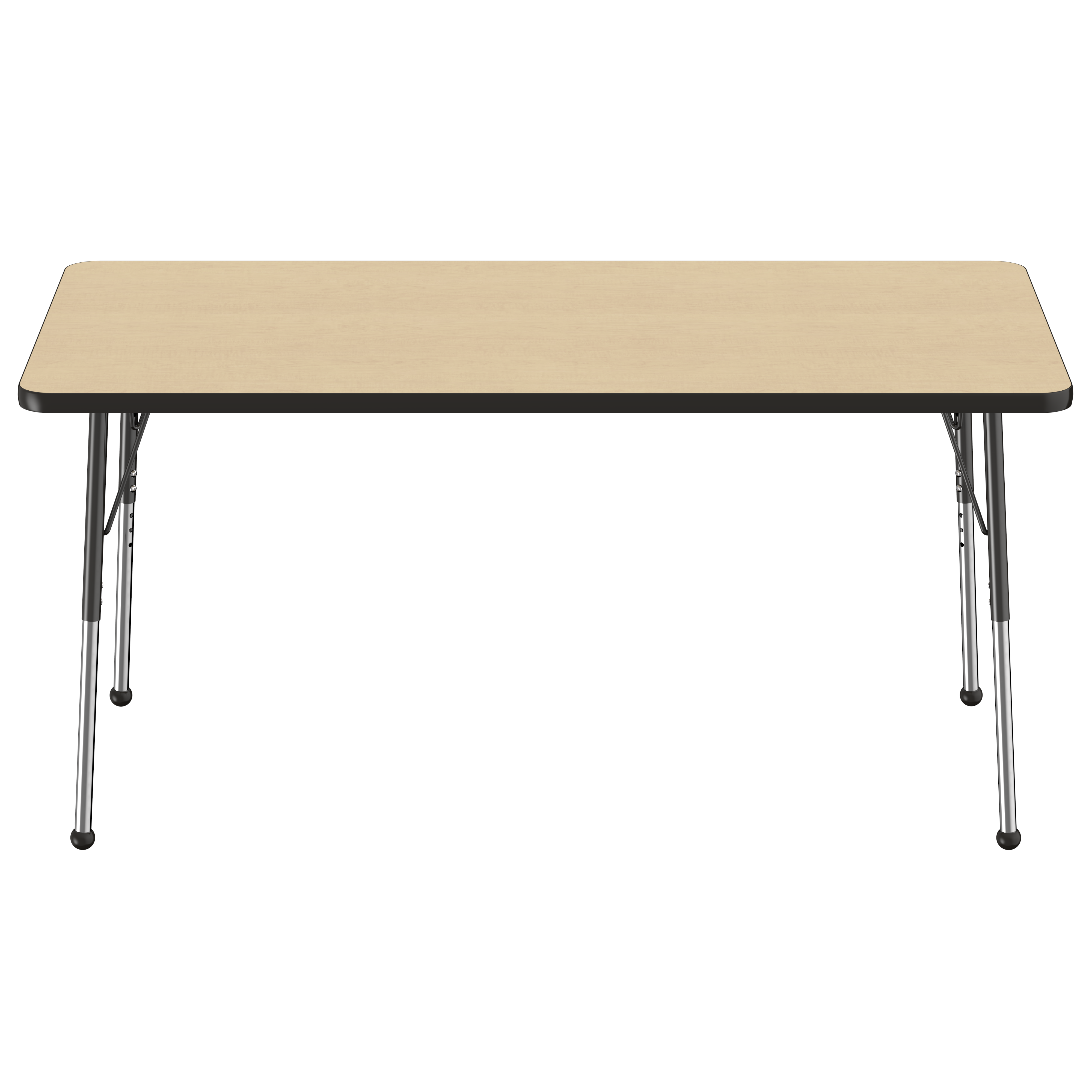 30" x 60" Rectangle T-Molding Activity Table with Adjustable Standard Ball Glide Legs - Maple/Black