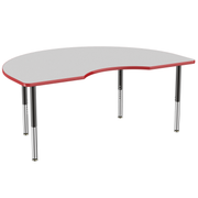48" x 72" Kidney T-Molding Activity Table with Adjustable Super Legs - Gray/Red/Black