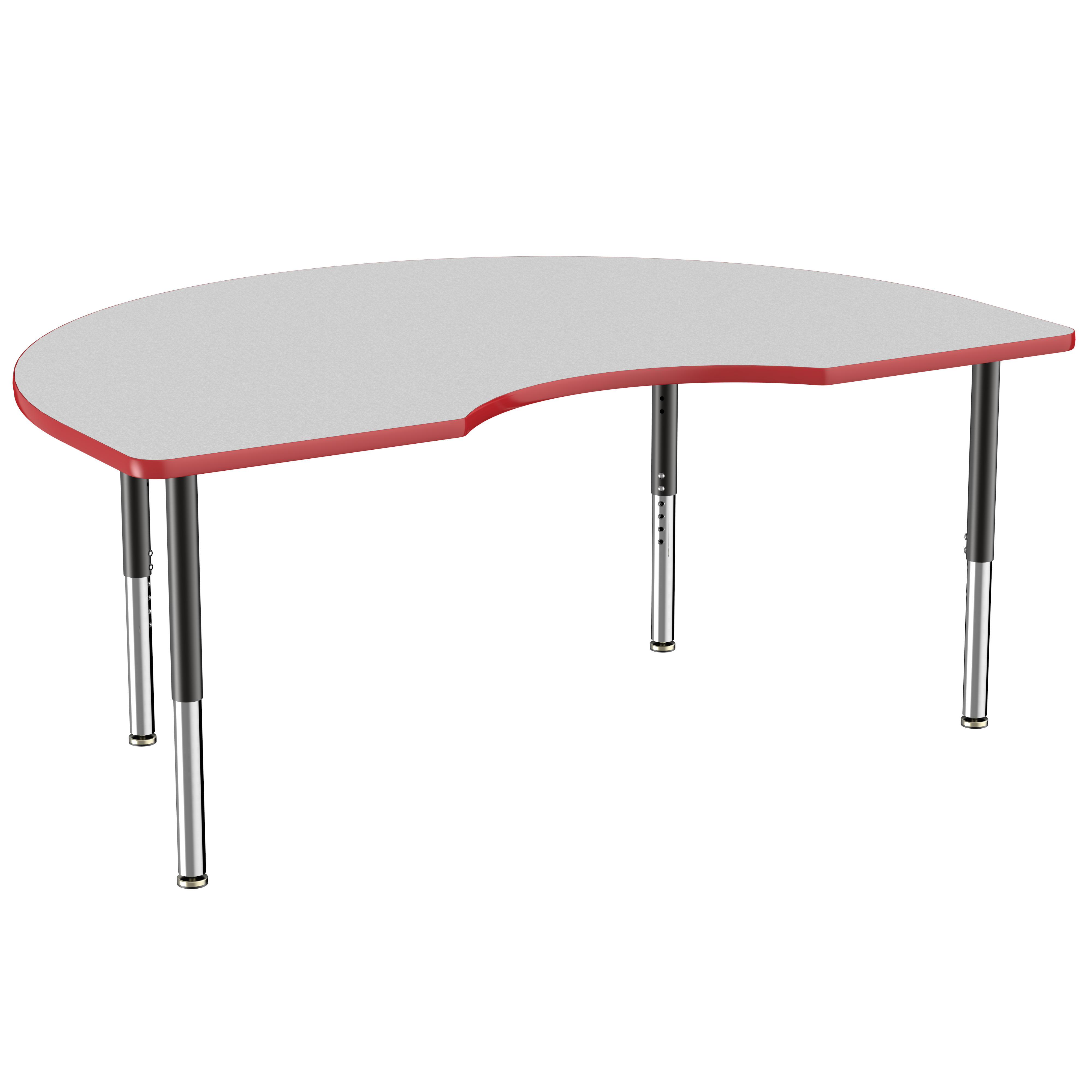48" x 72" Kidney T-Molding Activity Table with Adjustable Super Legs - Gray/Red/Black