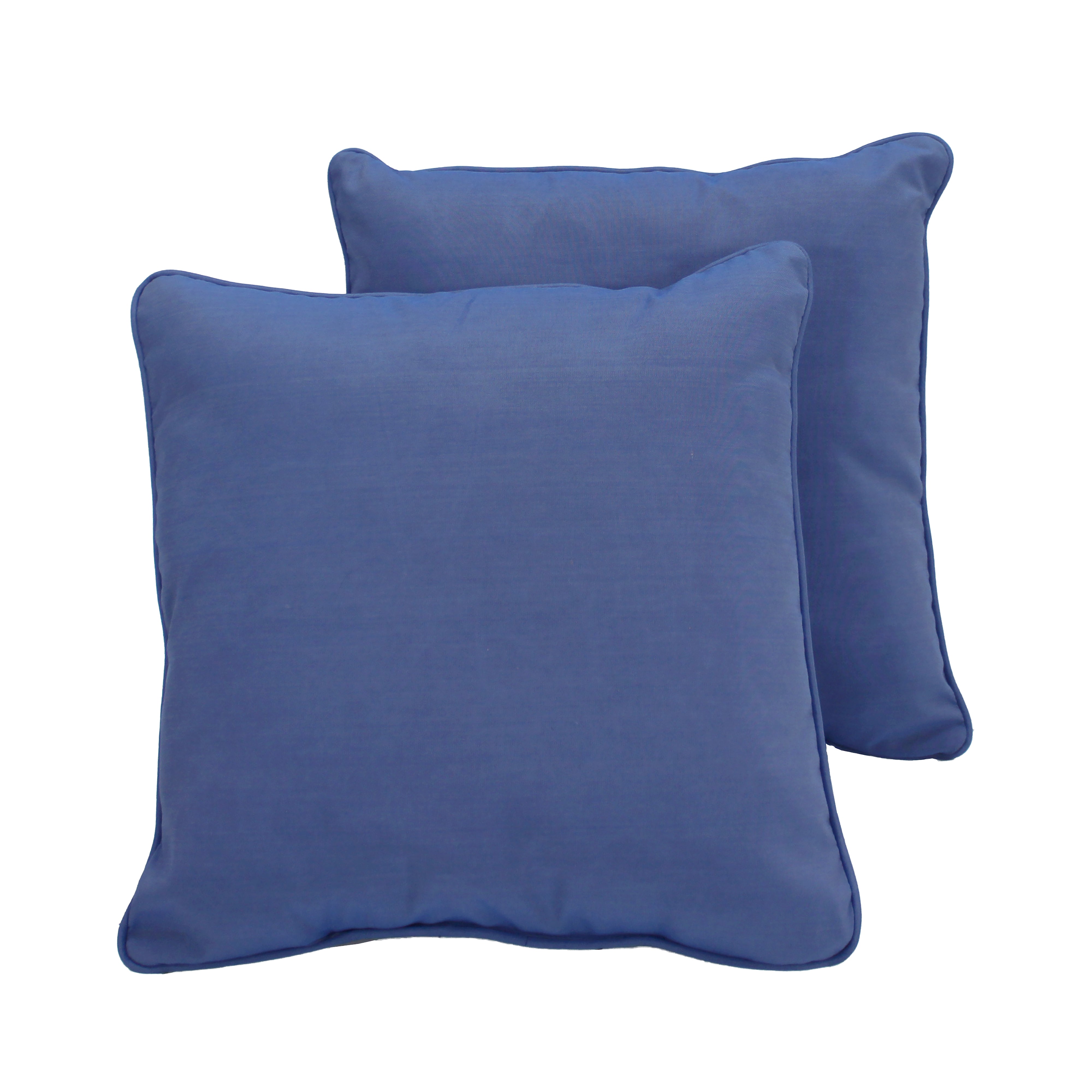 Presidio 18"x 18" Square Indoor/Outdoor Pillow with Piping, 2-Piece - Denim Blue