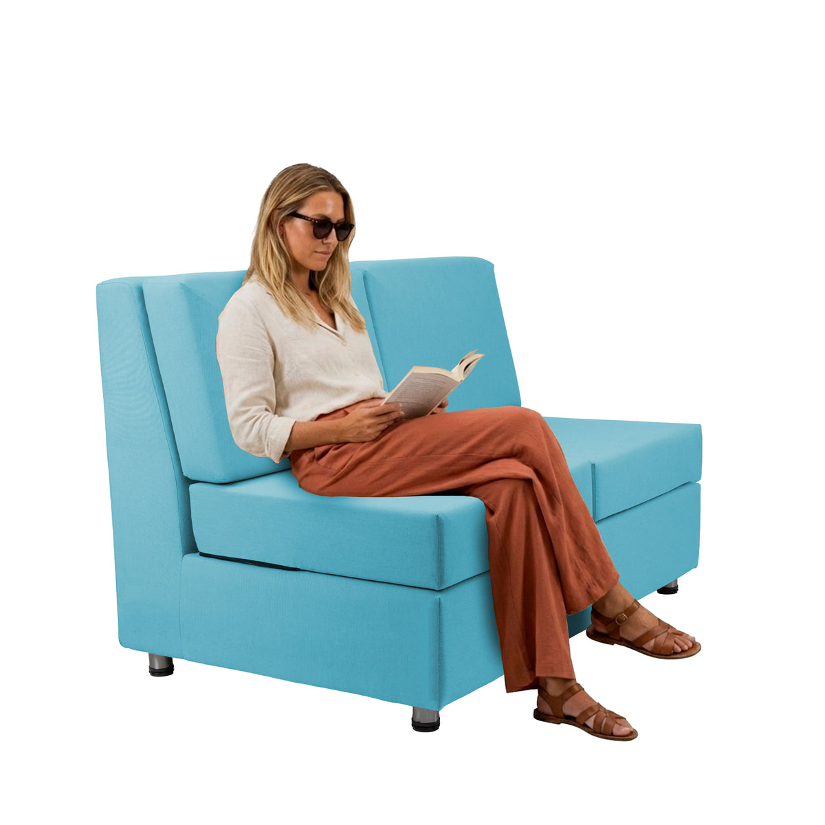Outdoor Armless Sofa with Sunbrella - Canvas Aruba