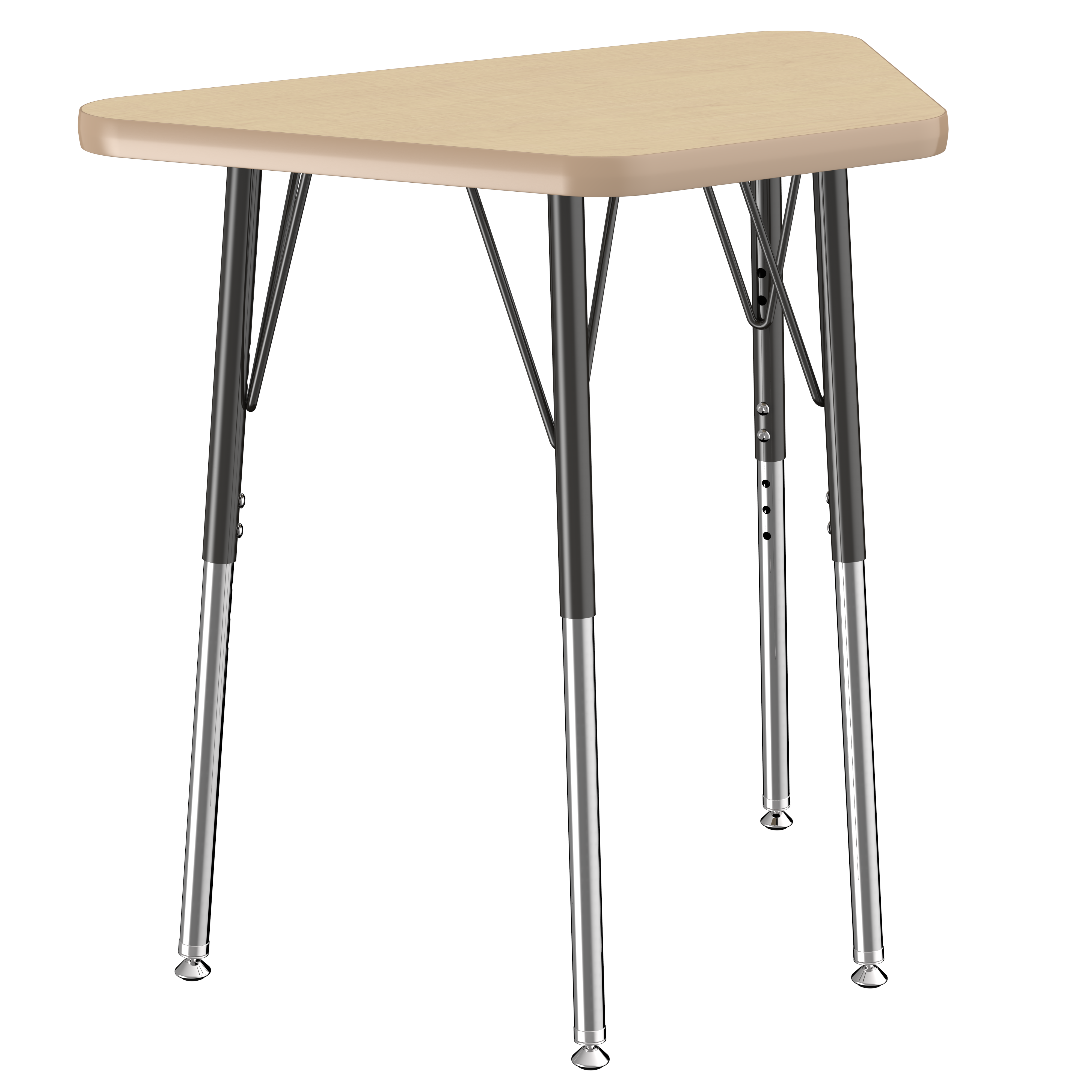 18" x 30" Trapezoid T-Molding Activity Table with Adjustable Standard Swivel Glide Legs - Maple/Maple/Black