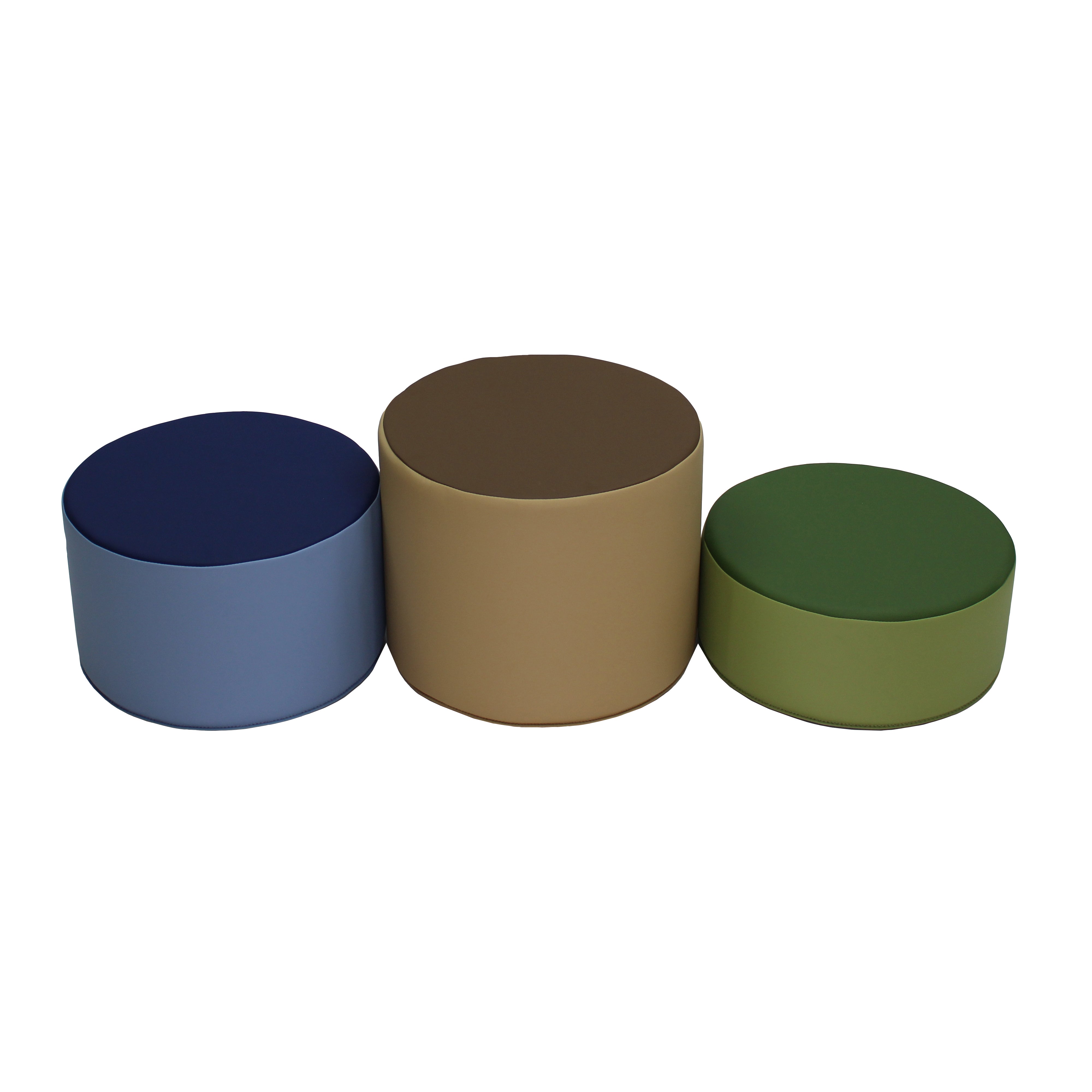SoftScape 15" Round Ottomans, 3-Piece - Earthtone
