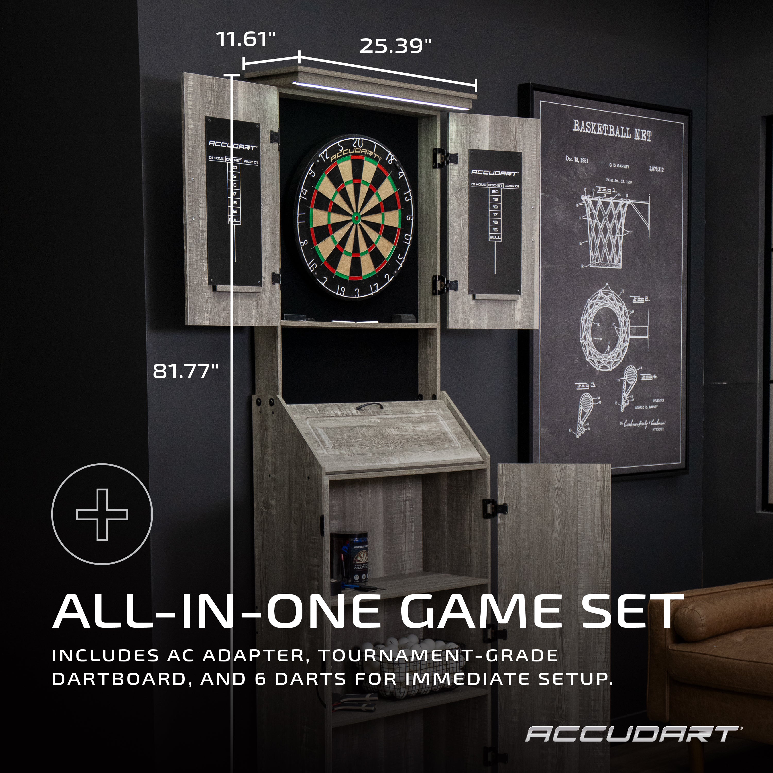 Accudart LED Standing Bristle Cabinet