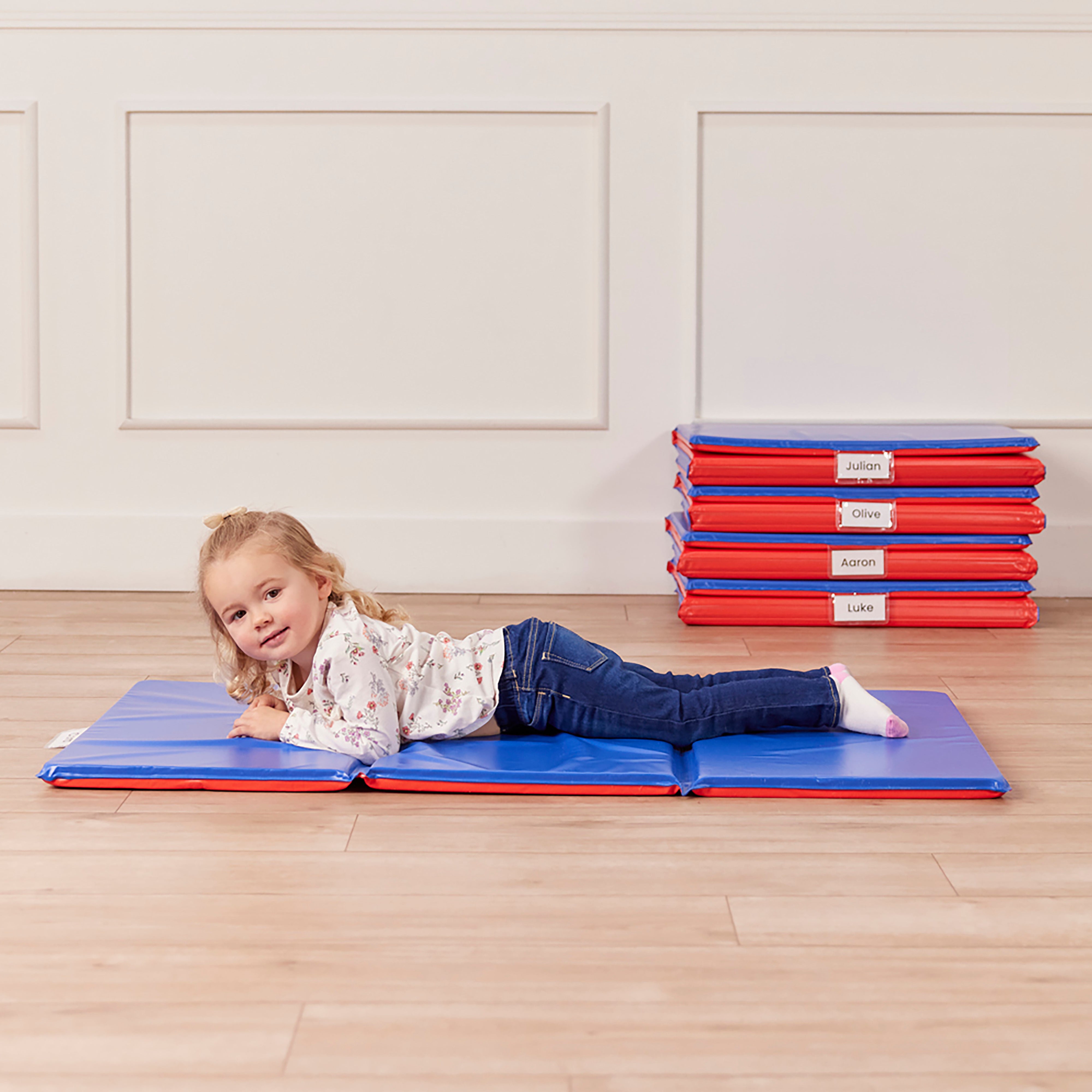Premium Folding Rest Mat 3-Section 1in 5-Pack - Blue/Red