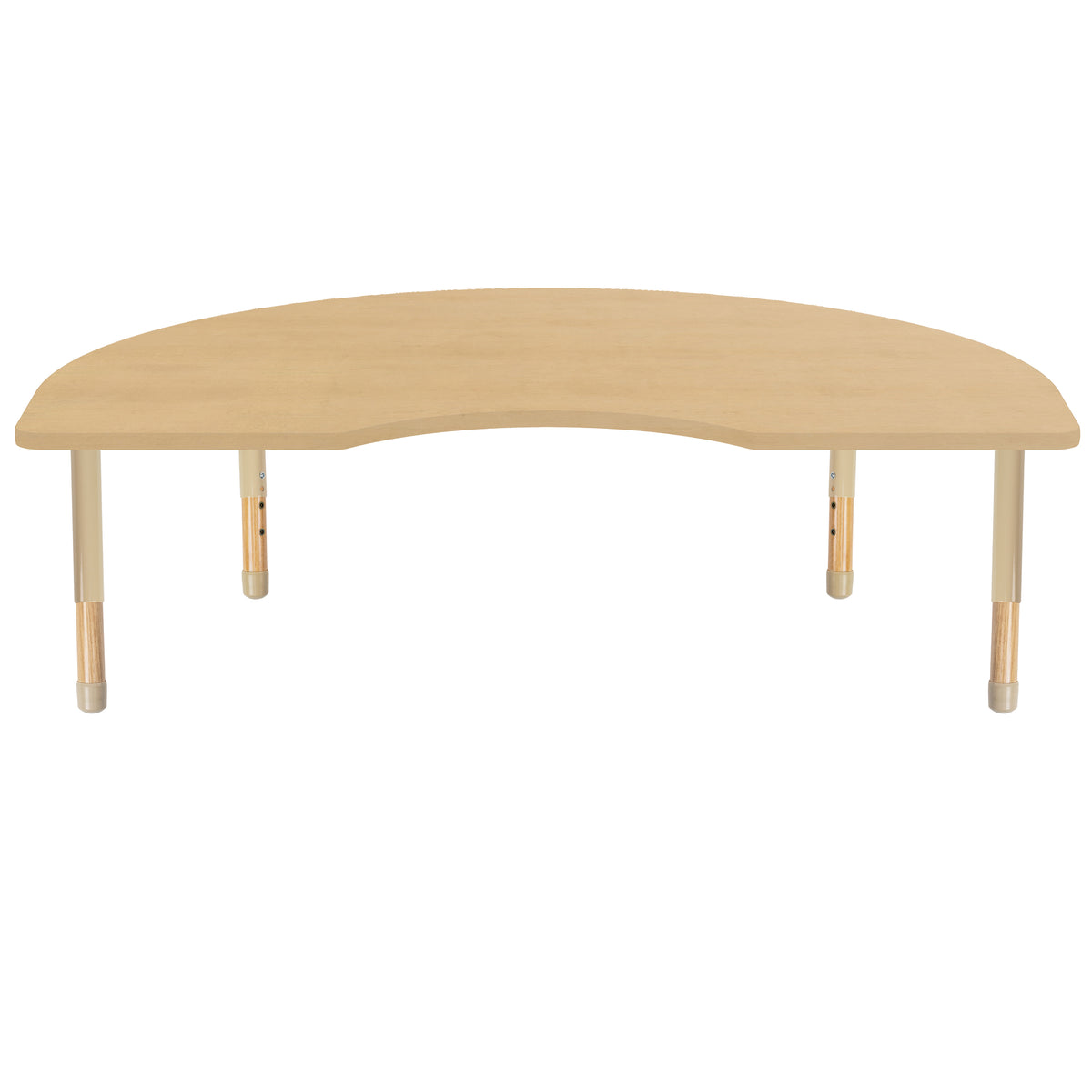 48" x 72" Kidney Thermofused Activity Table with Adjustable Chunky Wood Legs - Maple Grain/Sand/Natural