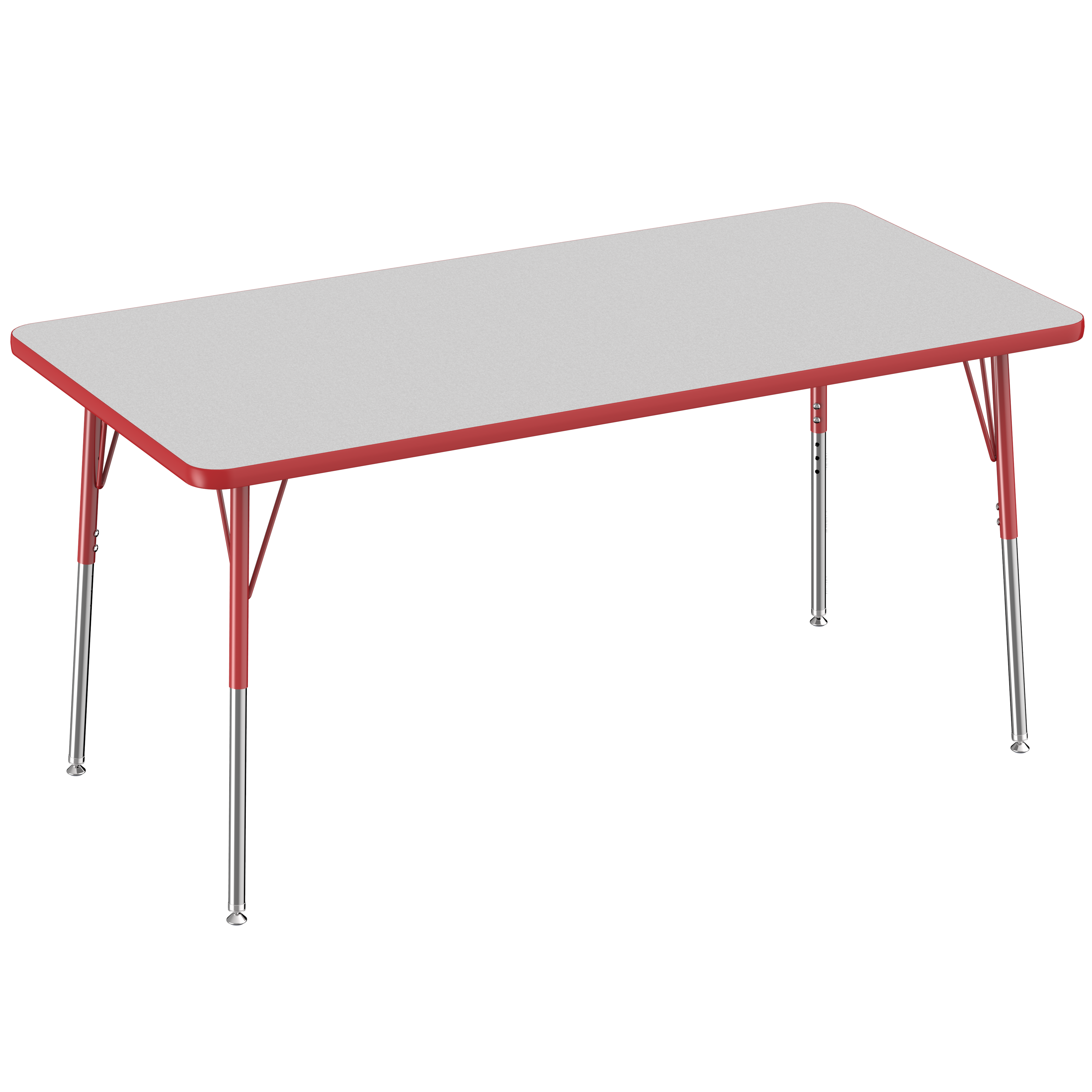 30" x 60" Rectangle T-Molding Activity Table with Adjustable Standard Swivel Glide Legs - Gray/Red