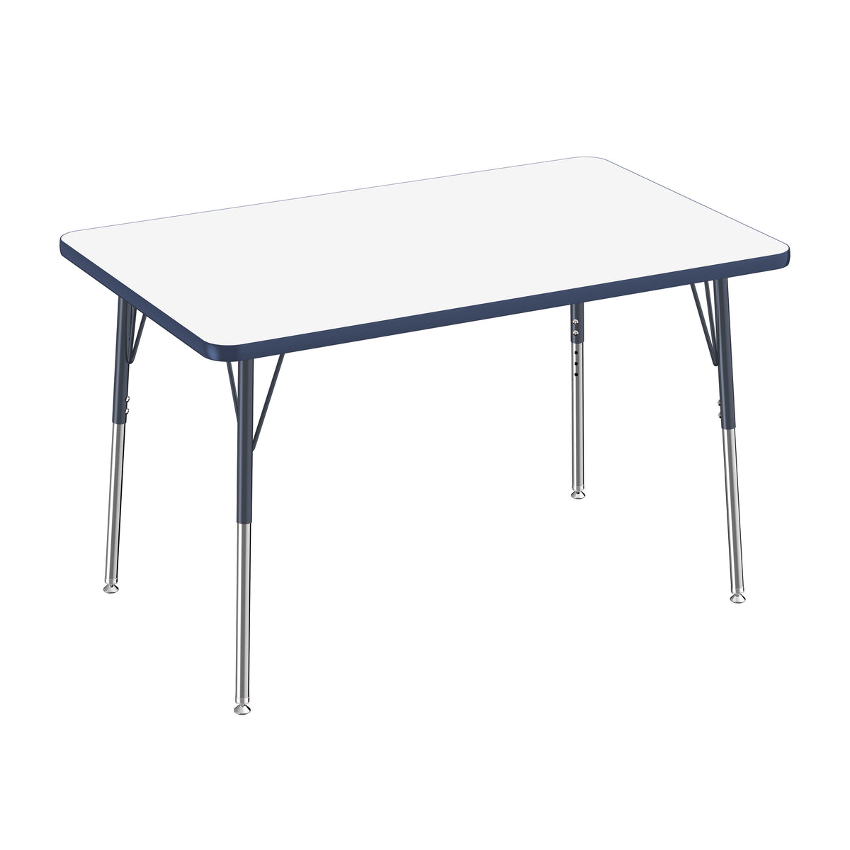 30" x 48" Rectangle Dry-Erase Activity Table with Adjustable Standard Swivel Glide Legs - Whiteboard/Navy