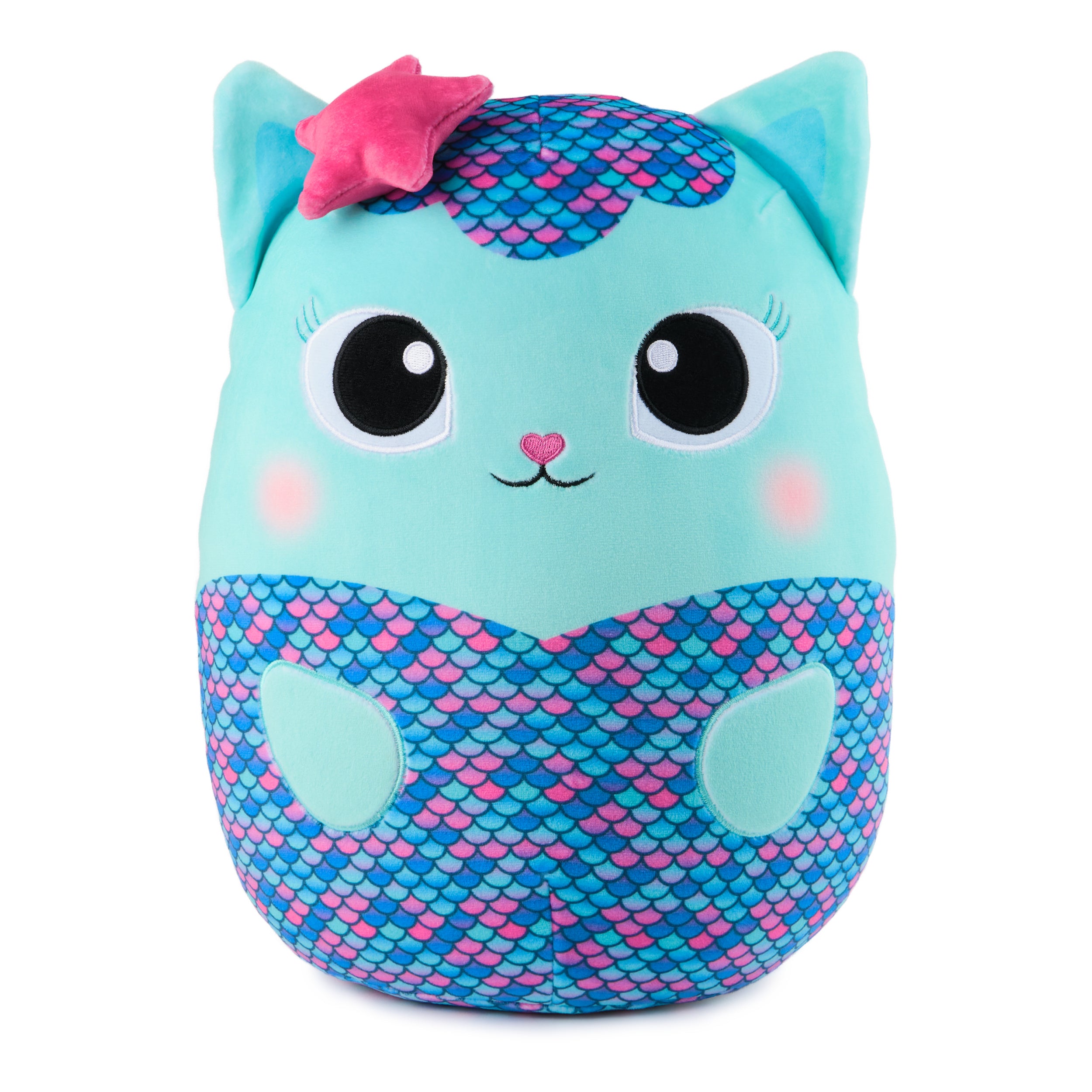 Gabby’s Dollhouse Official MerCat Squishy Plush Toy, Cat Stuffed Animal, Squishy Toys for Ages 1 & Up, Blue, 12”