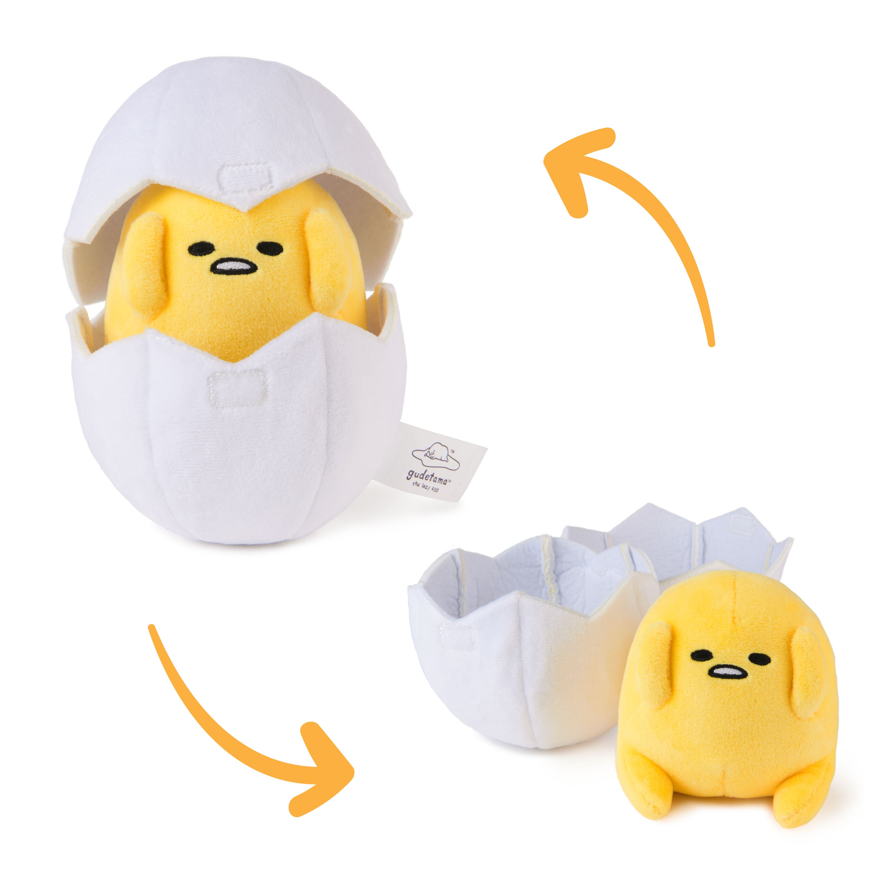 GUND Sanrio Gudetama The Lazy Egg Stuffed Animal, Gudetama in Eggshell Plush Toy for Ages 1 and Up, 5”
