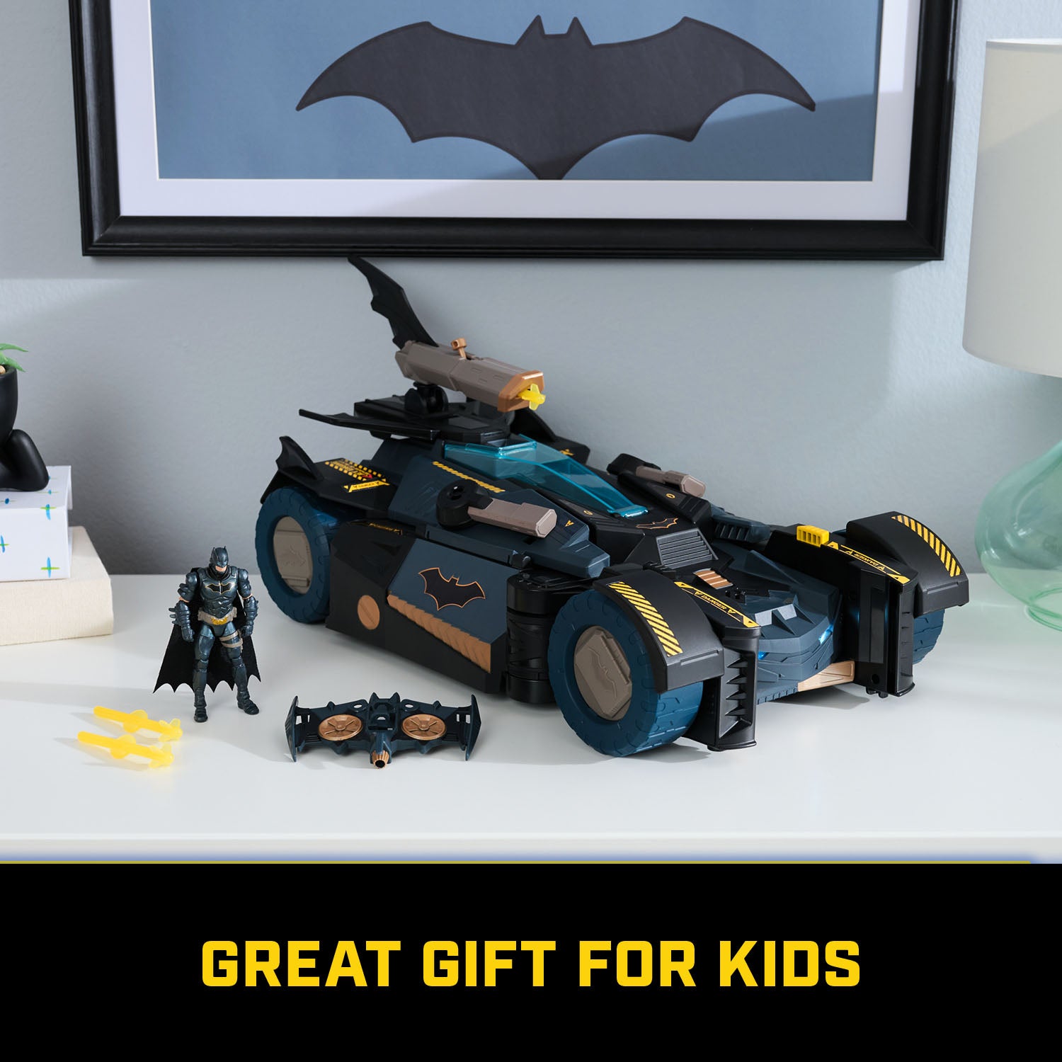 Batman, Ultimate Transforming Batmobile Playset, 2-in-1 Playset with Exclusive Figure and Glider, Lights, Sounds, Kids Toys for Boys and Girls 4 and Up