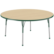 60" Round T-Molding Activity Table with Adjustable Standard Ball Glide Legs - Maple/Green