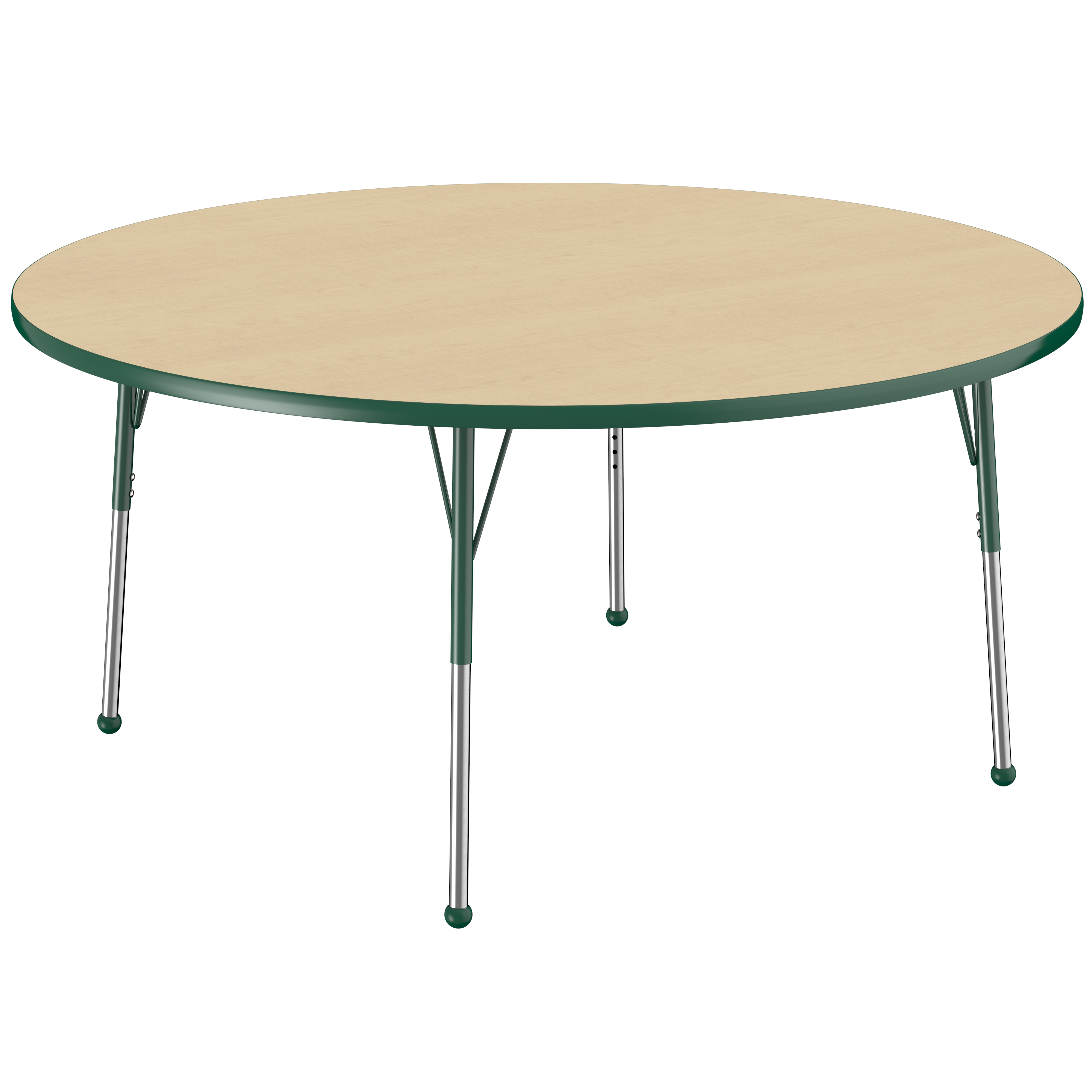 60" Round T-Molding Activity Table with Adjustable Standard Ball Glide Legs - Maple/Green