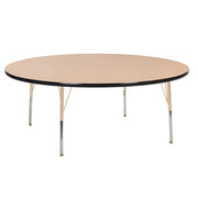 60" Round T-Molding Activity Table with Adjustable Standard Swivel Glide Legs - Maple/Black/Sand