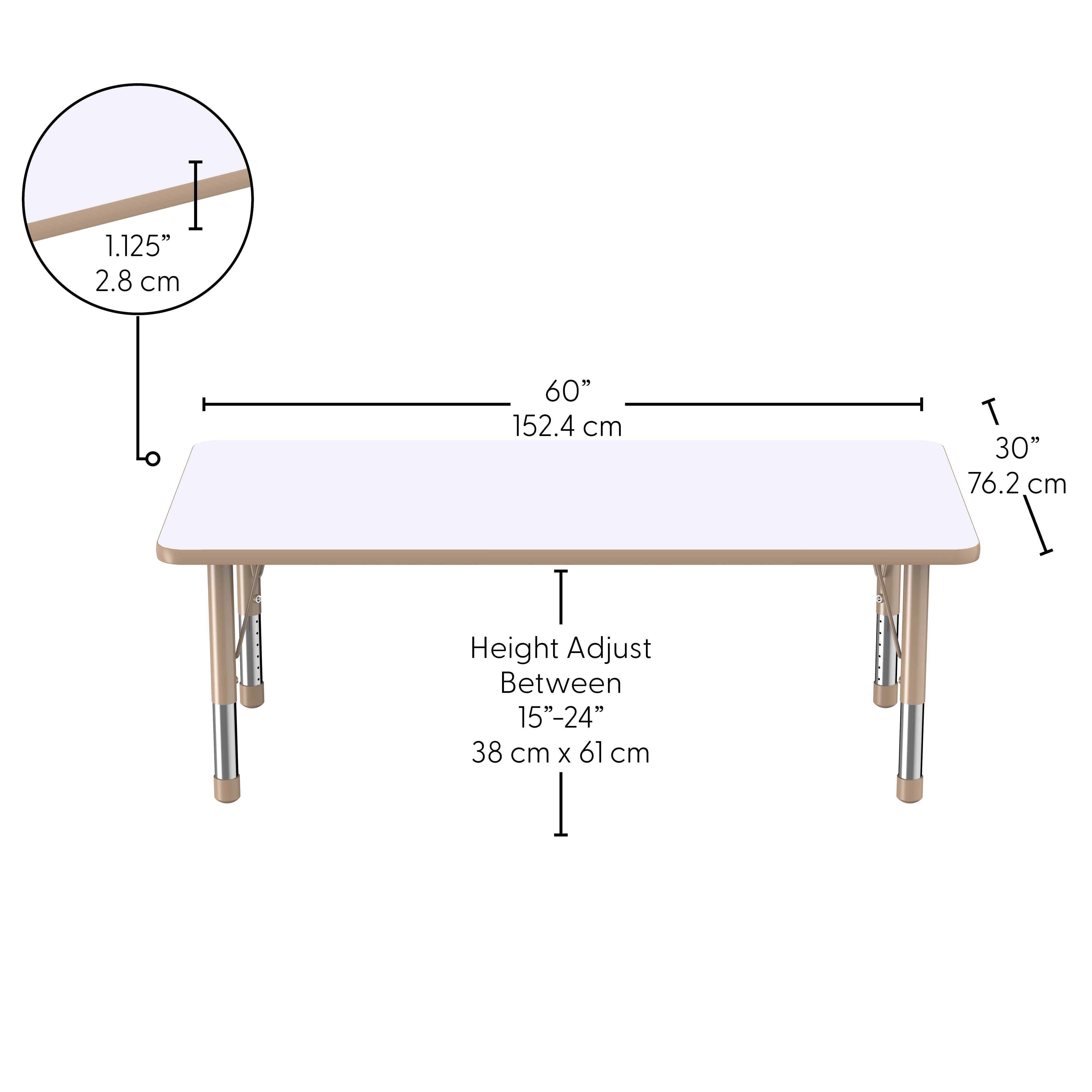 30" x 60" Rectangle Dry-Erase Activity Table with Adjustable Chunky Legs - Whiteboard/Sand