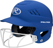 Rawlings Coolflo Highlighter Osfm Batting Helmet With Softball Face Guard - Royal