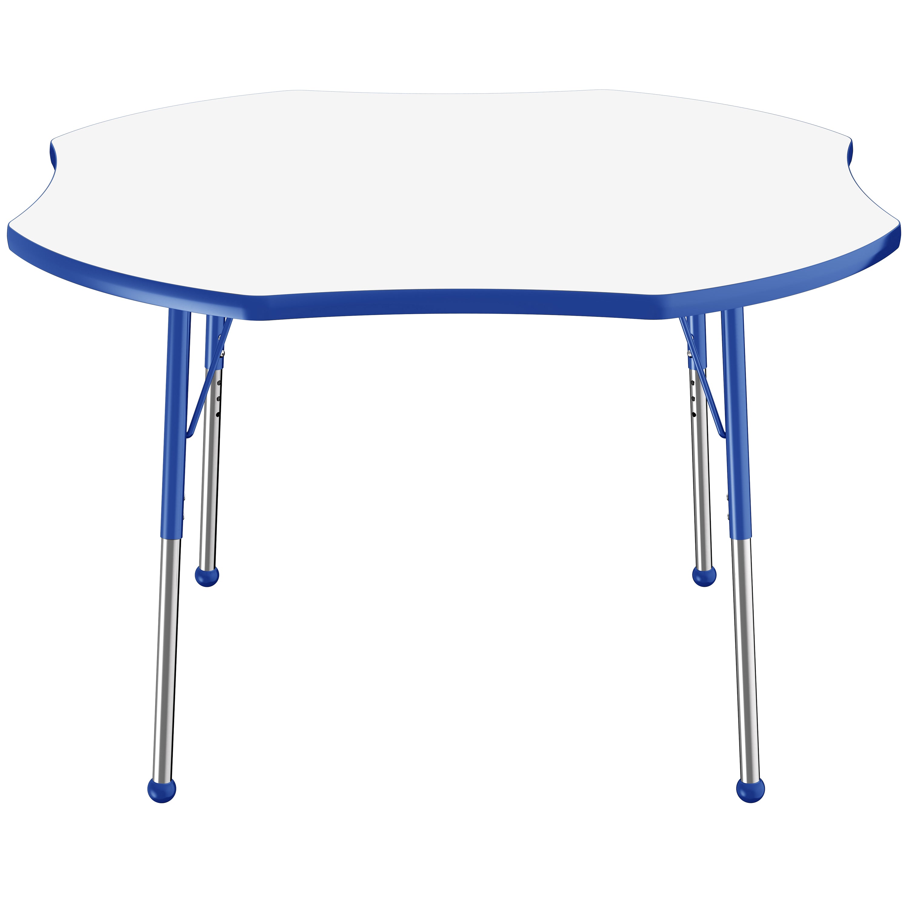 48" x 48" Clover Dry-Erase Activity Table with Adjustable Standard Ball Glide Legs - Whiteboard/Blue