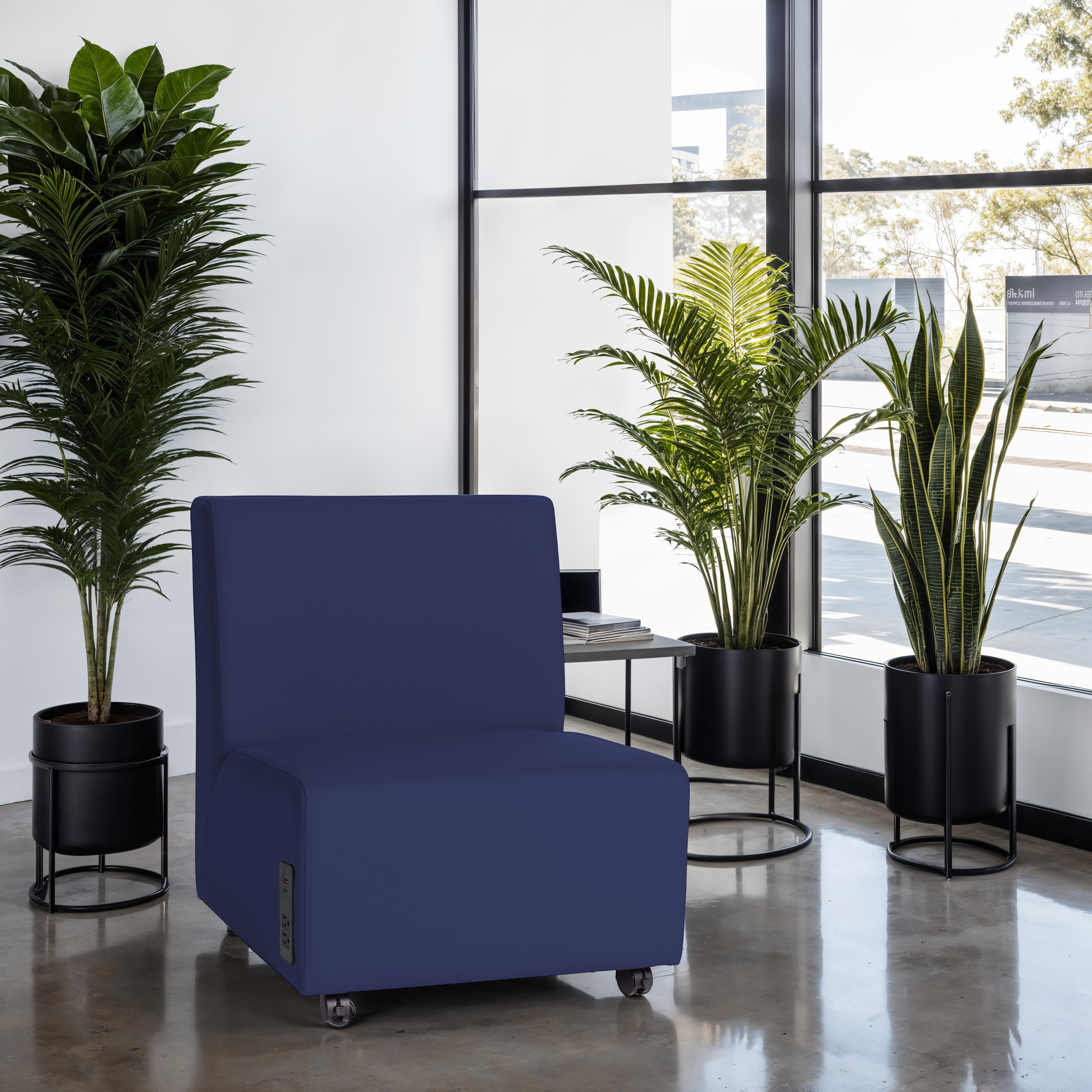 Pro Series Upholstered Armless Mobile Chair with Tech Panel - Navy