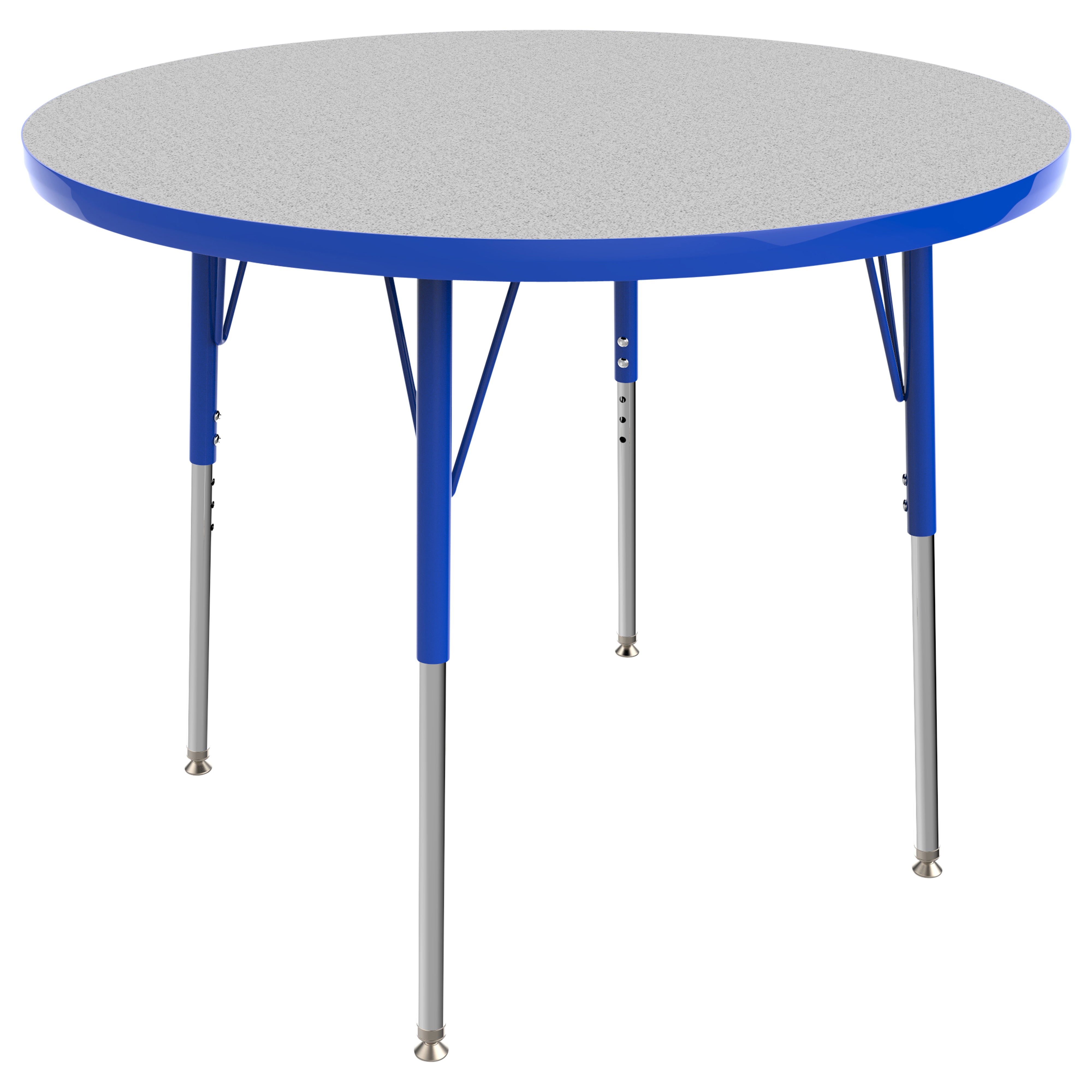 36" Round T-Molding Activity Table with Adjustable Standard Swivel Glide Legs - Gray/Blue