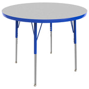 36" Round T-Molding Activity Table with Adjustable Standard Swivel Glide Legs - Gray/Blue