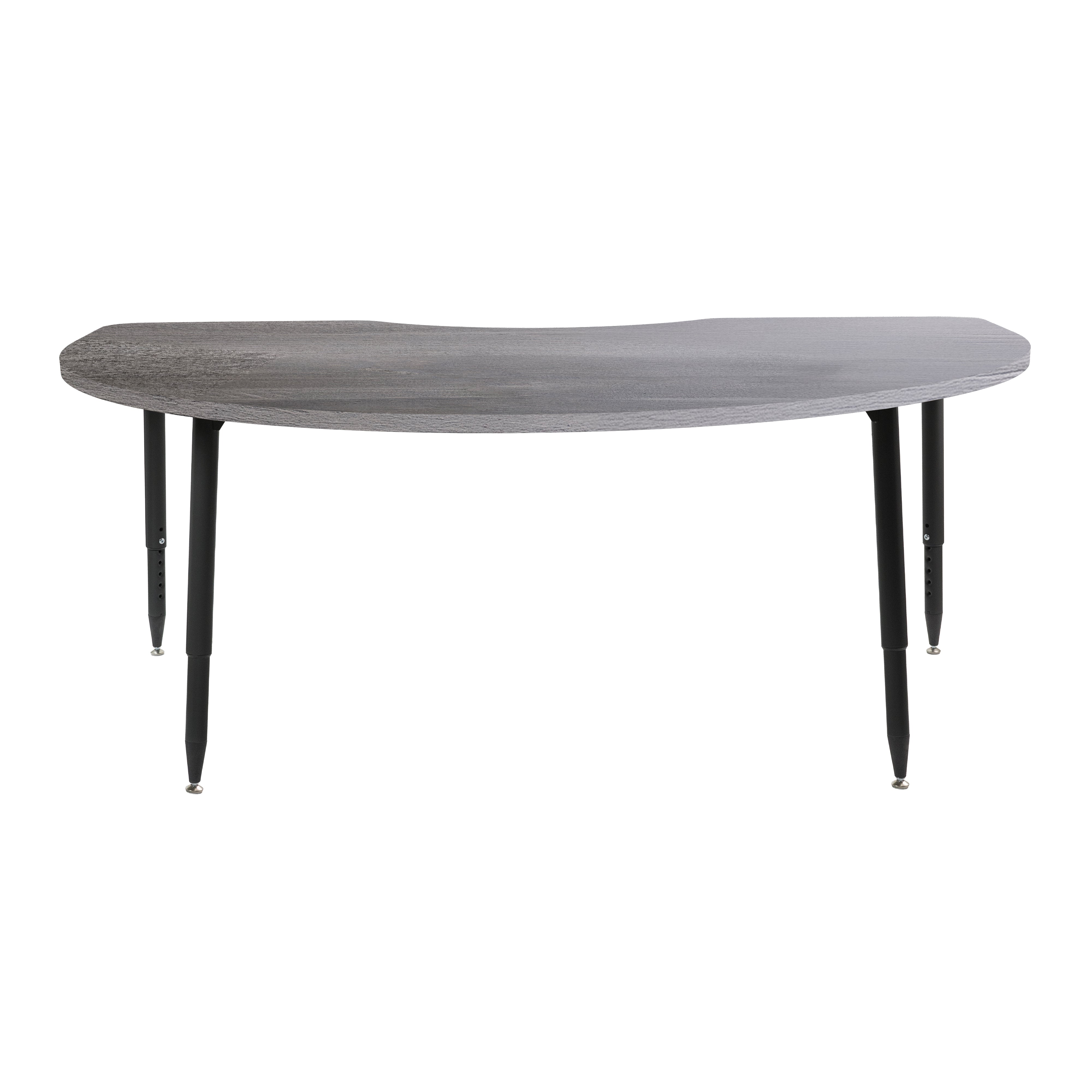 Adapte 48" x 72" Kidney Woodgrain Activity Table with Adjustable Tapered Legs - Gray Wood/Black