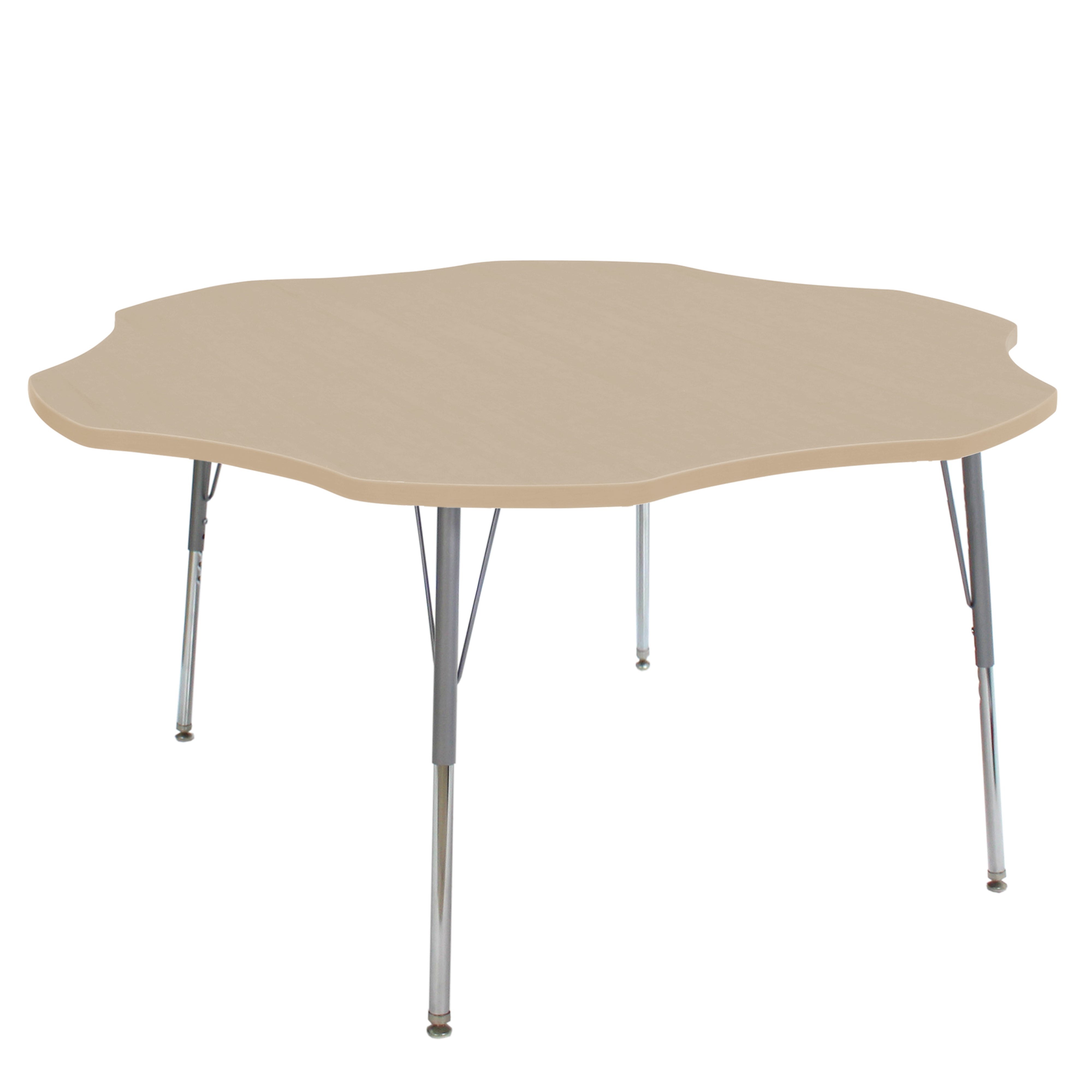 60" Flower La Madera Activity Table with Standard Legs - Maple Grain/Silver